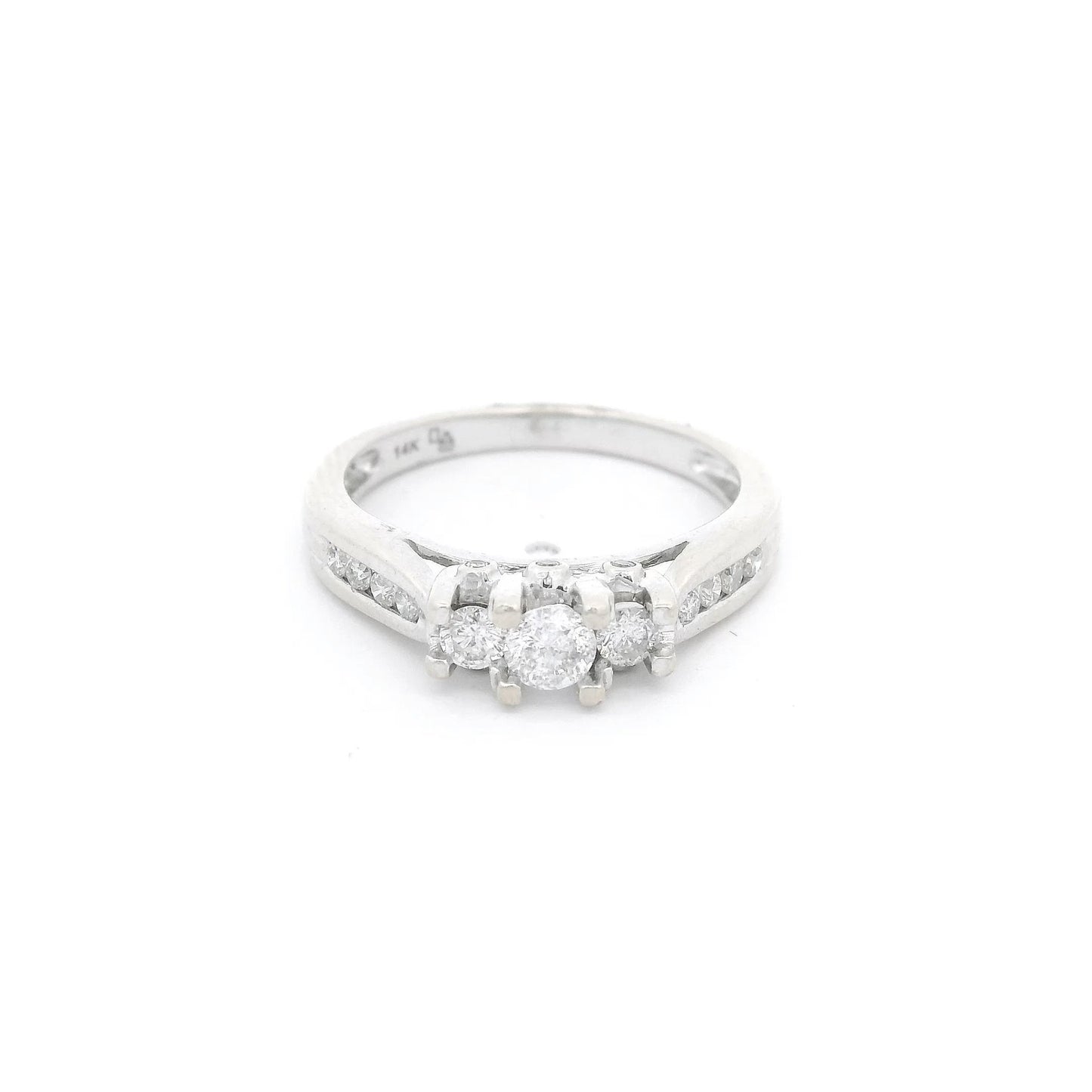Triple Round Cut Diamond Bridal Ring with Channel Set Diamonds - Forever Rox Fine Jewelry