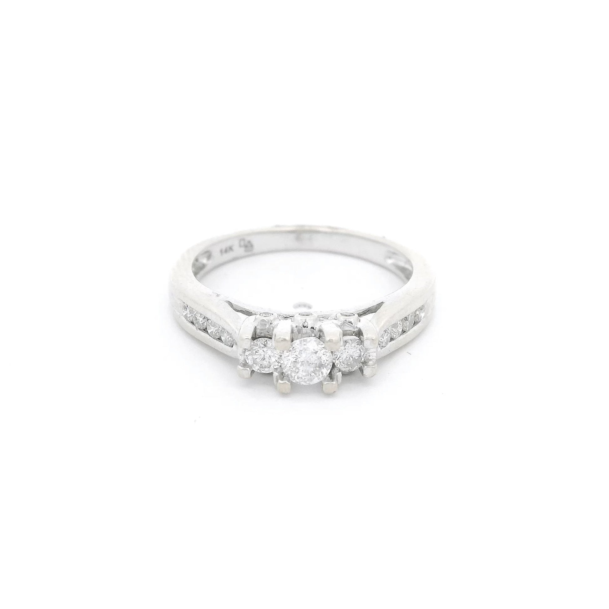 Triple Round Cut Diamond Bridal Ring with Channel Set Diamonds - Forever Rox Fine Jewelry