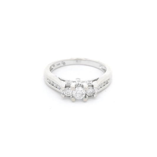 Triple Round Cut Diamond Bridal Ring with Channel Set Diamonds - Forever Rox Fine Jewelry