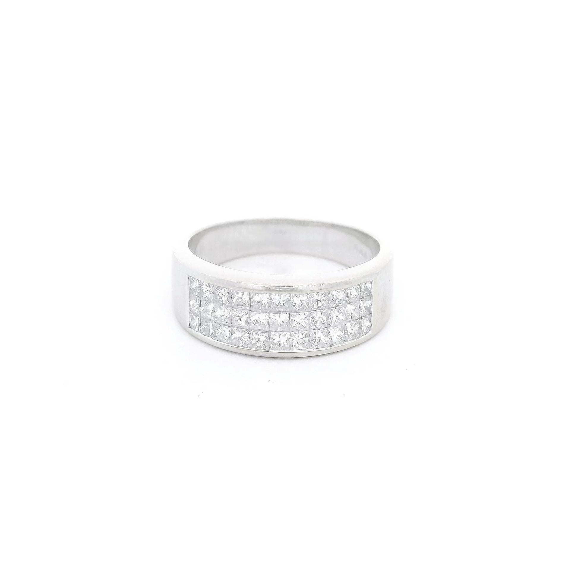 Triple Row Invisible Set Princess Cut Diamond Band - Forever Rox Fine Jewelry