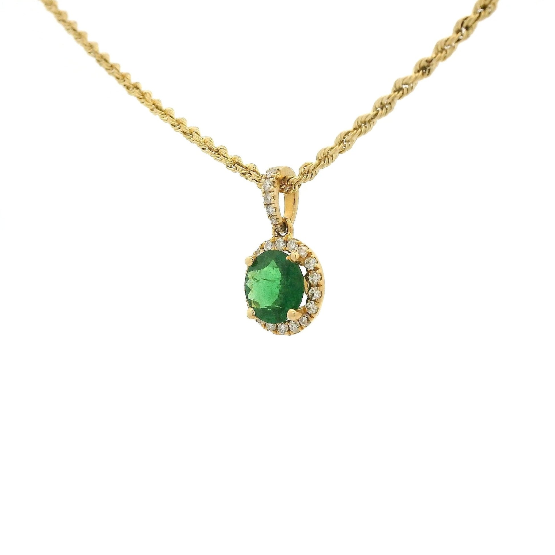 Tsavorite Pendant With Diamond Halo & Diamond Bail - Forever Rox Fine Jewelry