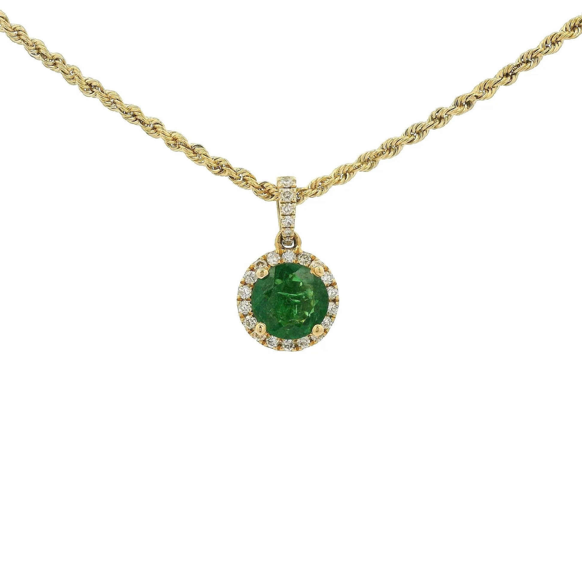 Tsavorite Pendant With Diamond Halo & Diamond Bail - Forever Rox Fine Jewelry