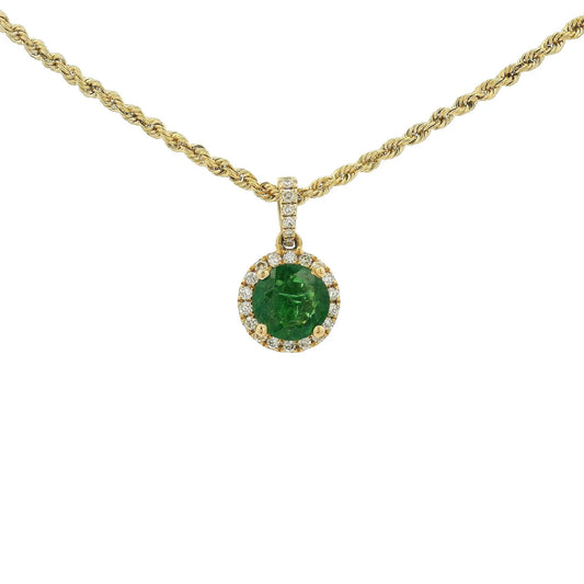 Tsavorite Pendant With Diamond Halo & Diamond Bail - Forever Rox Fine Jewelry