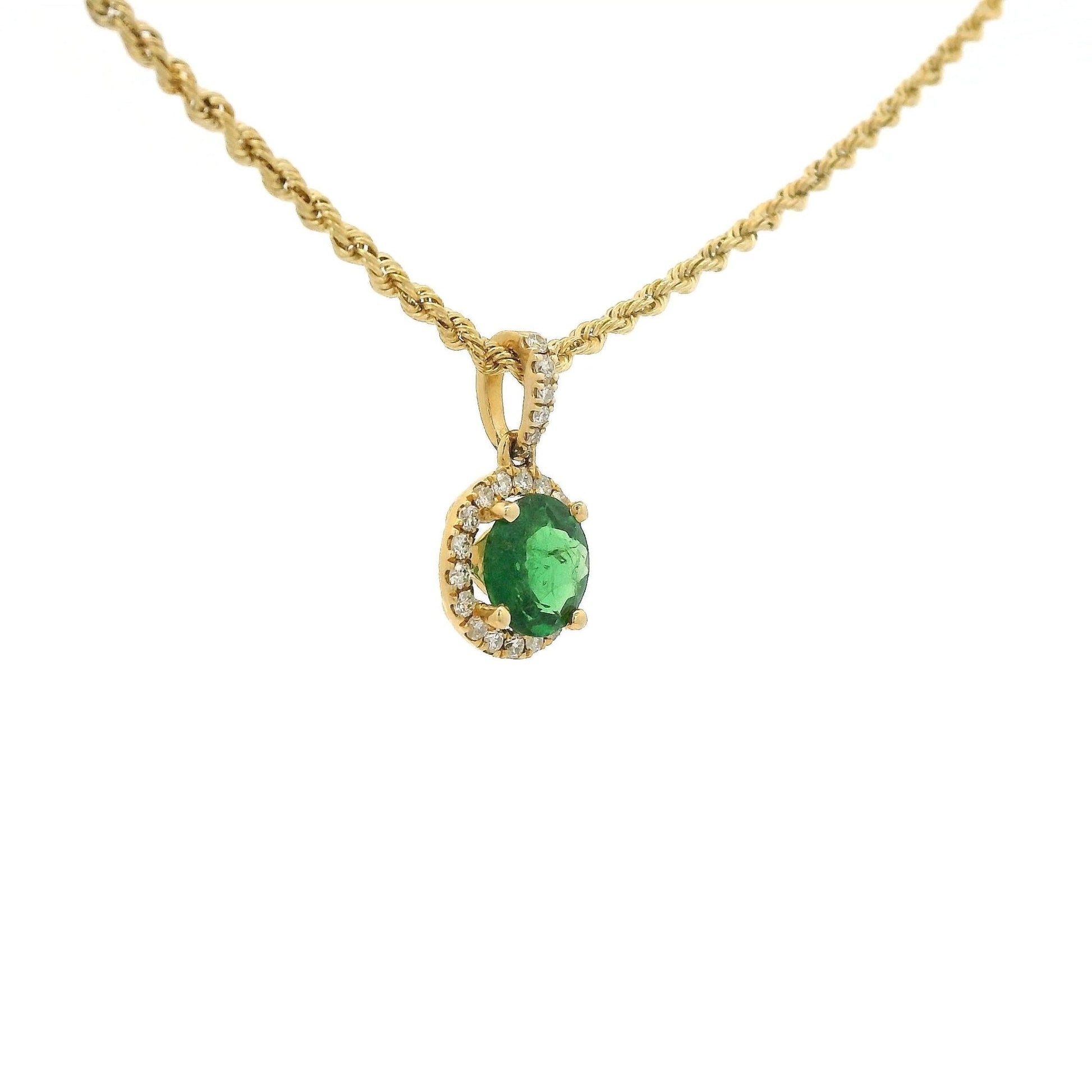 Tsavorite Pendant With Diamond Halo & Diamond Bail - Forever Rox Fine Jewelry