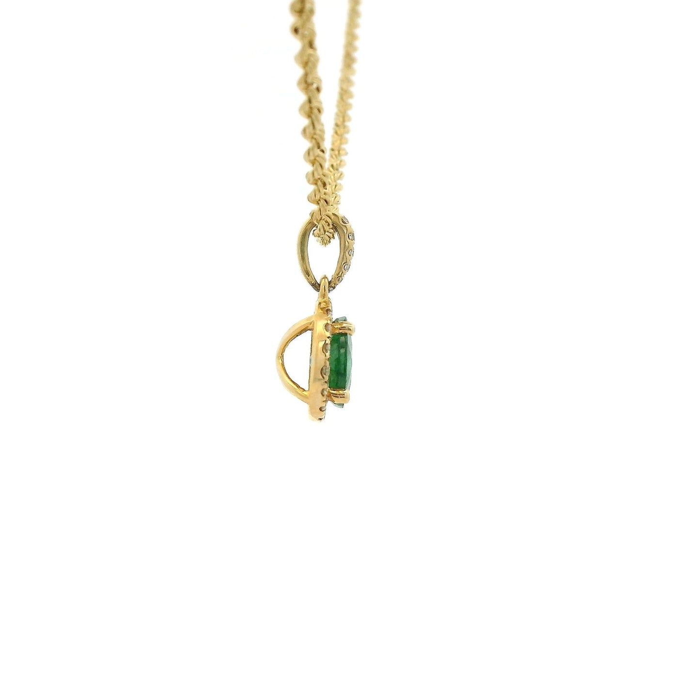 Tsavorite Pendant With Diamond Halo & Diamond Bail - Forever Rox Fine Jewelry