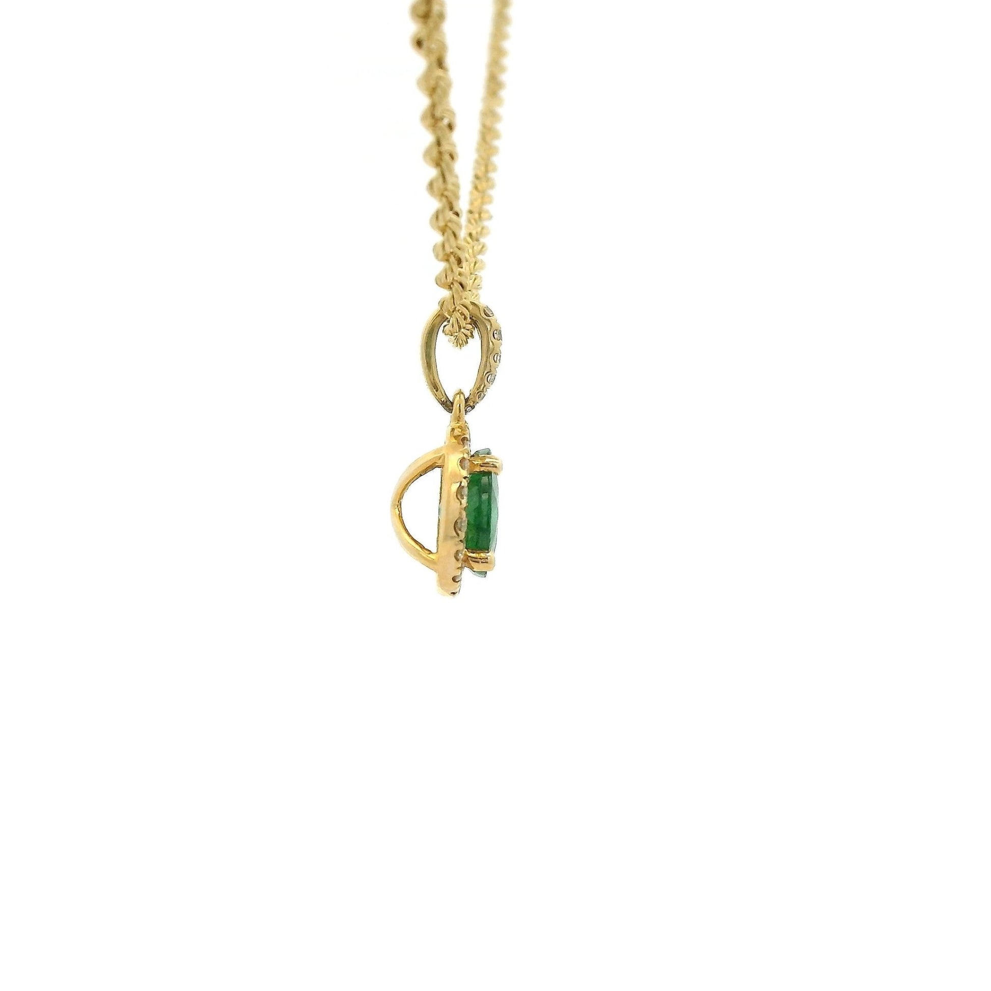 Tsavorite Pendant With Diamond Halo & Diamond Bail - Forever Rox Fine Jewelry