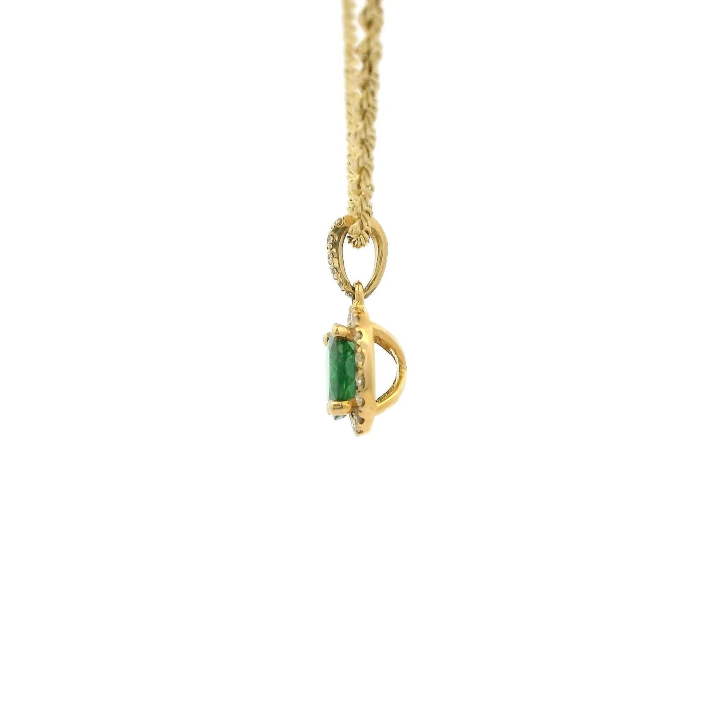 Tsavorite Pendant With Diamond Halo & Diamond Bail - Forever Rox Fine Jewelry