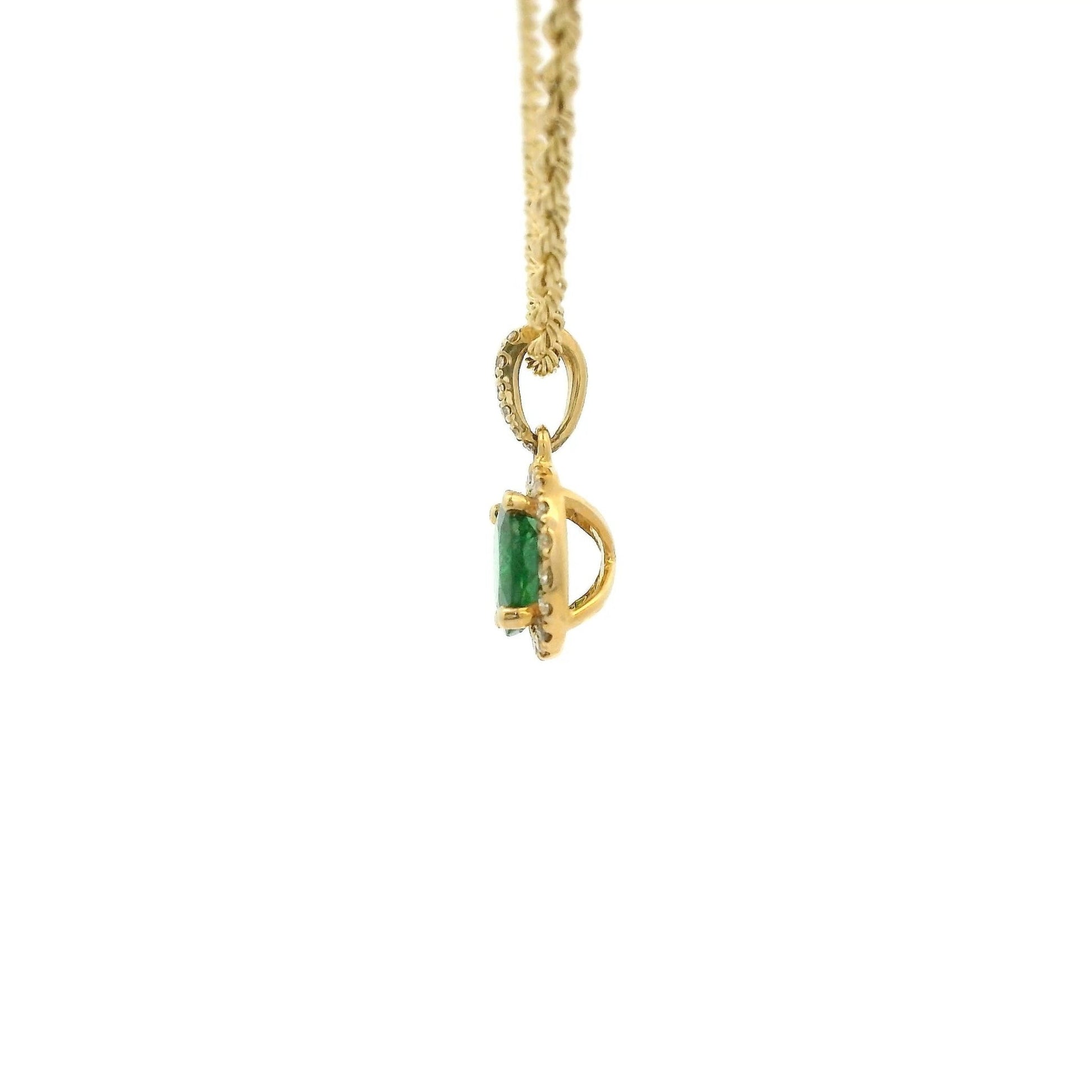 Tsavorite Pendant With Diamond Halo & Diamond Bail - Forever Rox Fine Jewelry