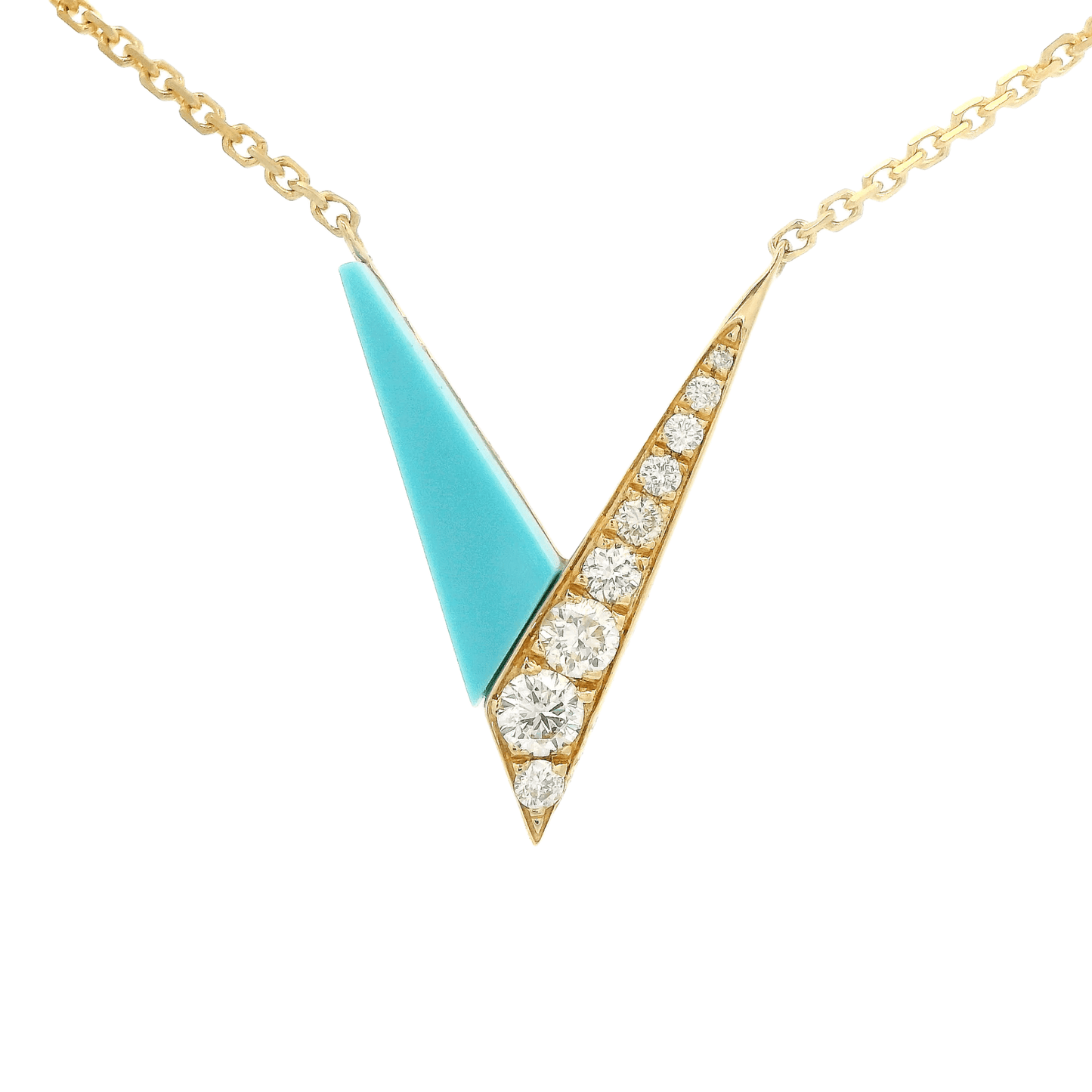 Turquoise & Diamond V Shaped Pendant - Forever Rox
