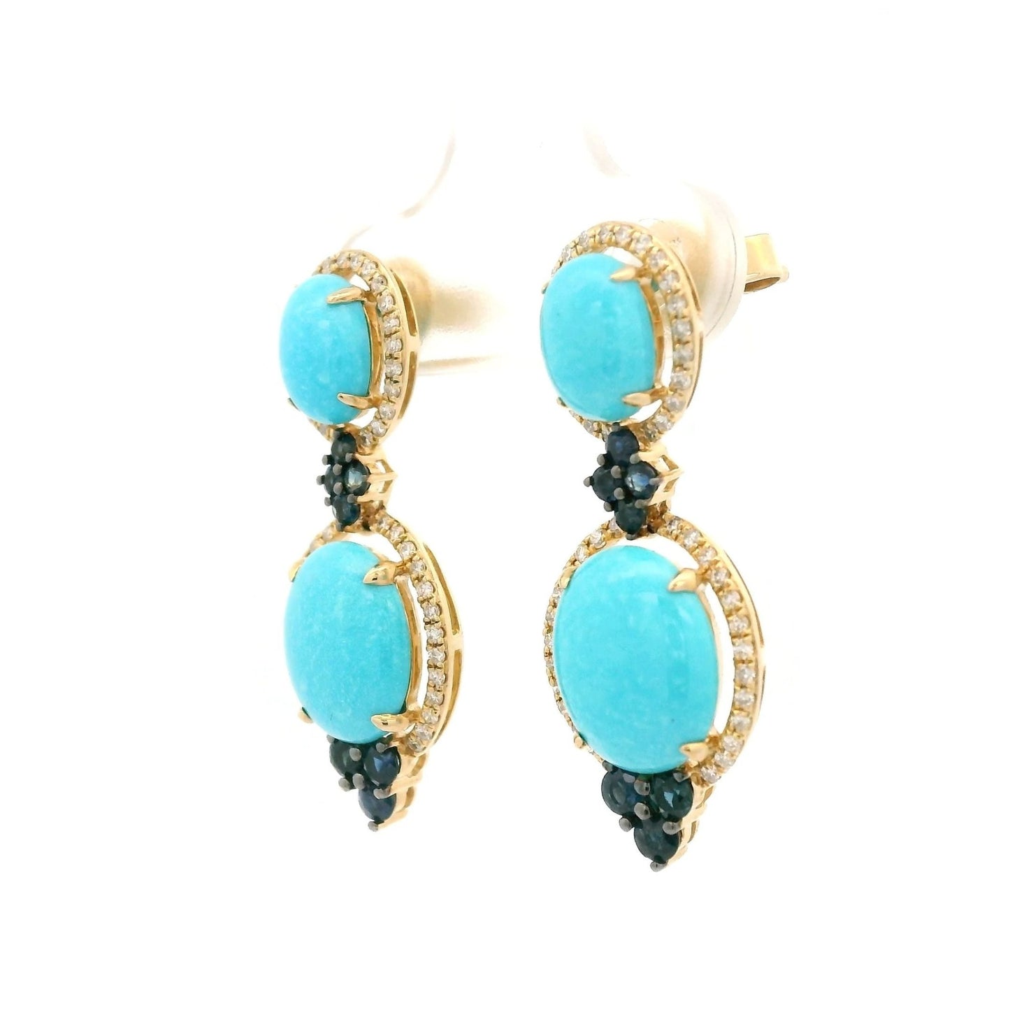 Turquoise, Sapphire and Diamond Dangles - Forever Rox