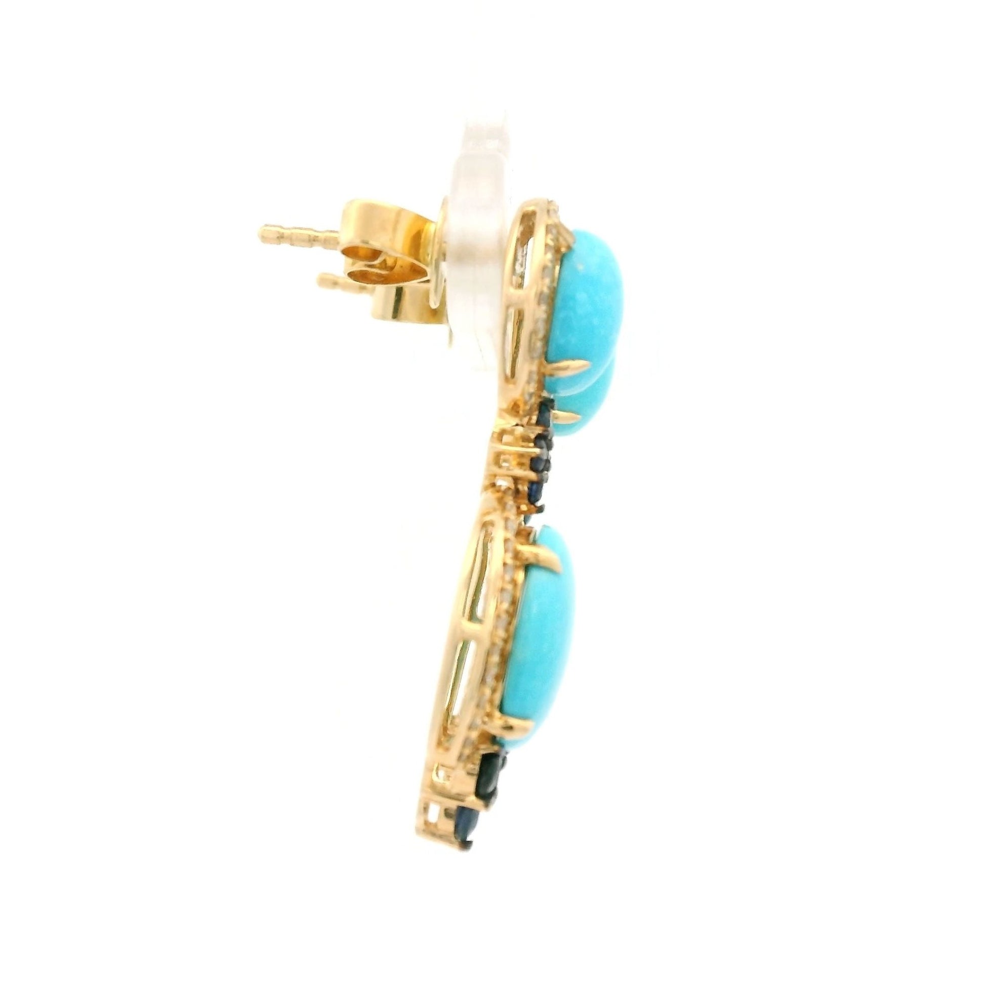 Turquoise, Sapphire and Diamond Dangles - Forever Rox
