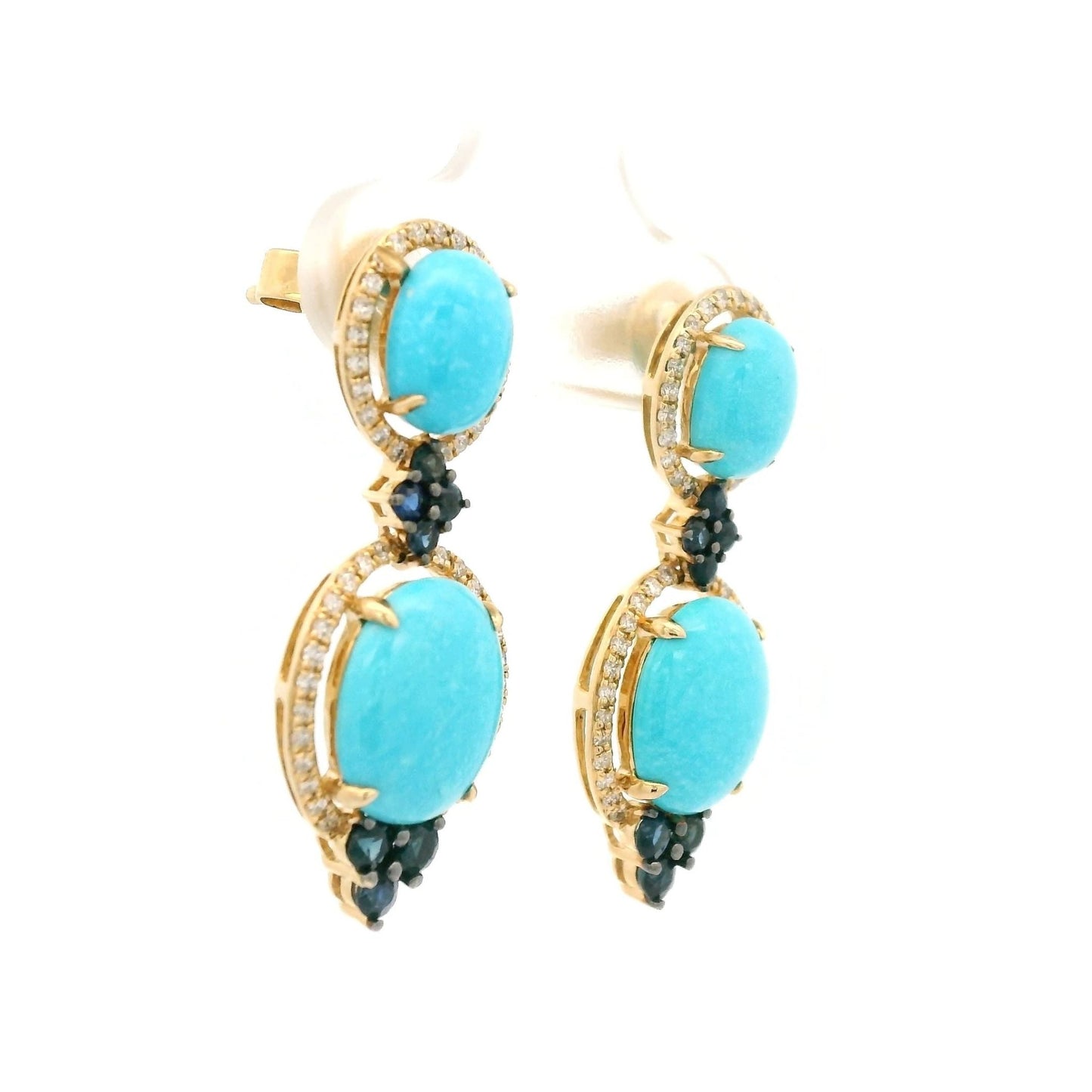 Turquoise, Sapphire and Diamond Dangles - Forever Rox