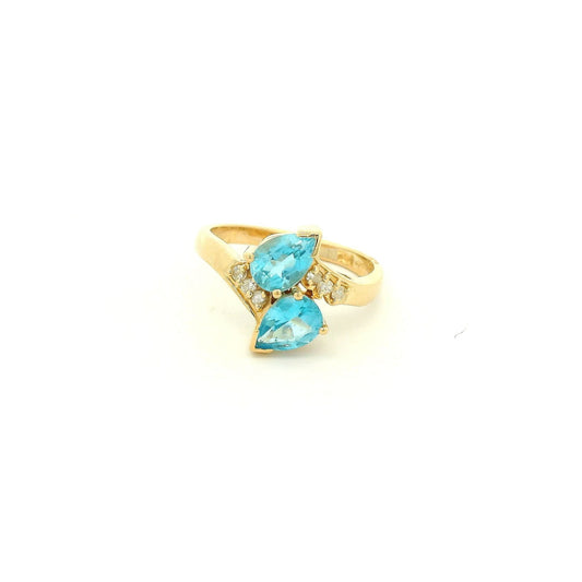 Two Pear Cut Topaz & Diamond Crossover Ring - Forever Rox Fine Jewelry