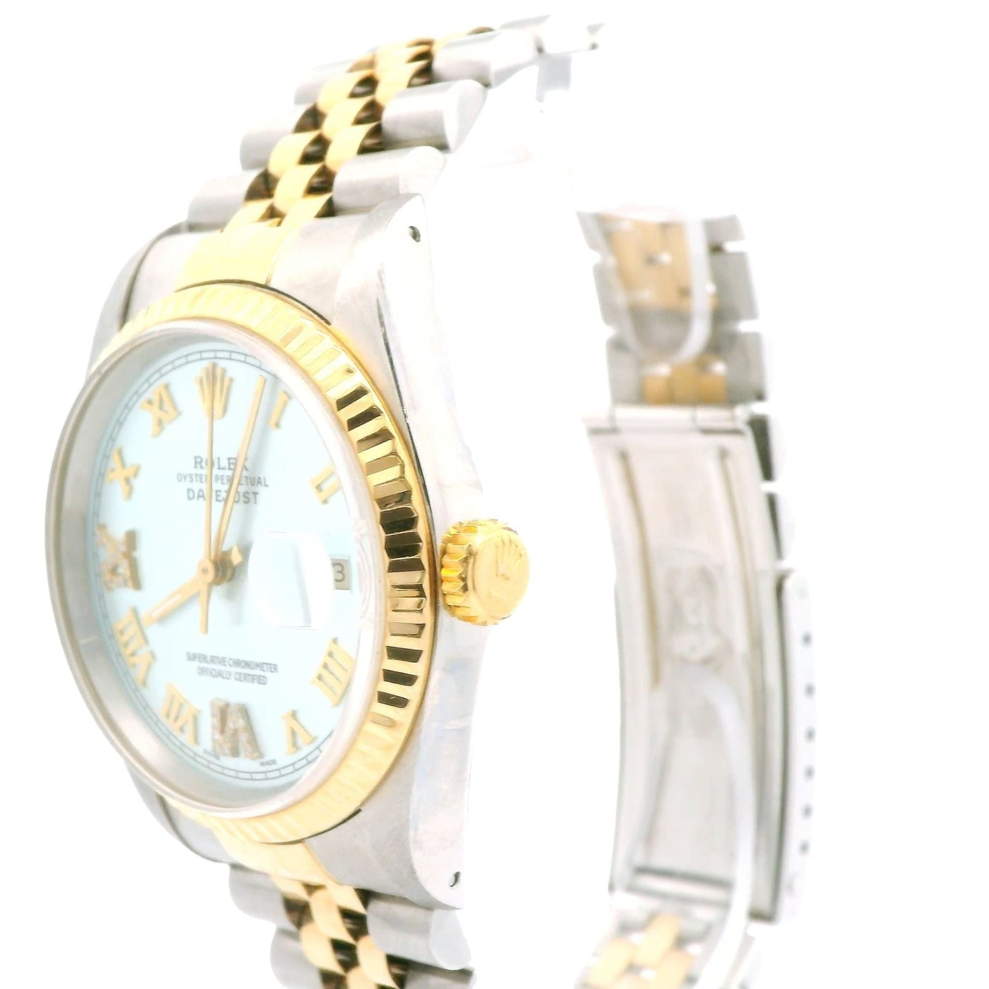 Two Tone Blue Roman Numeral Dial Rolex Datejust - Forever Rox
