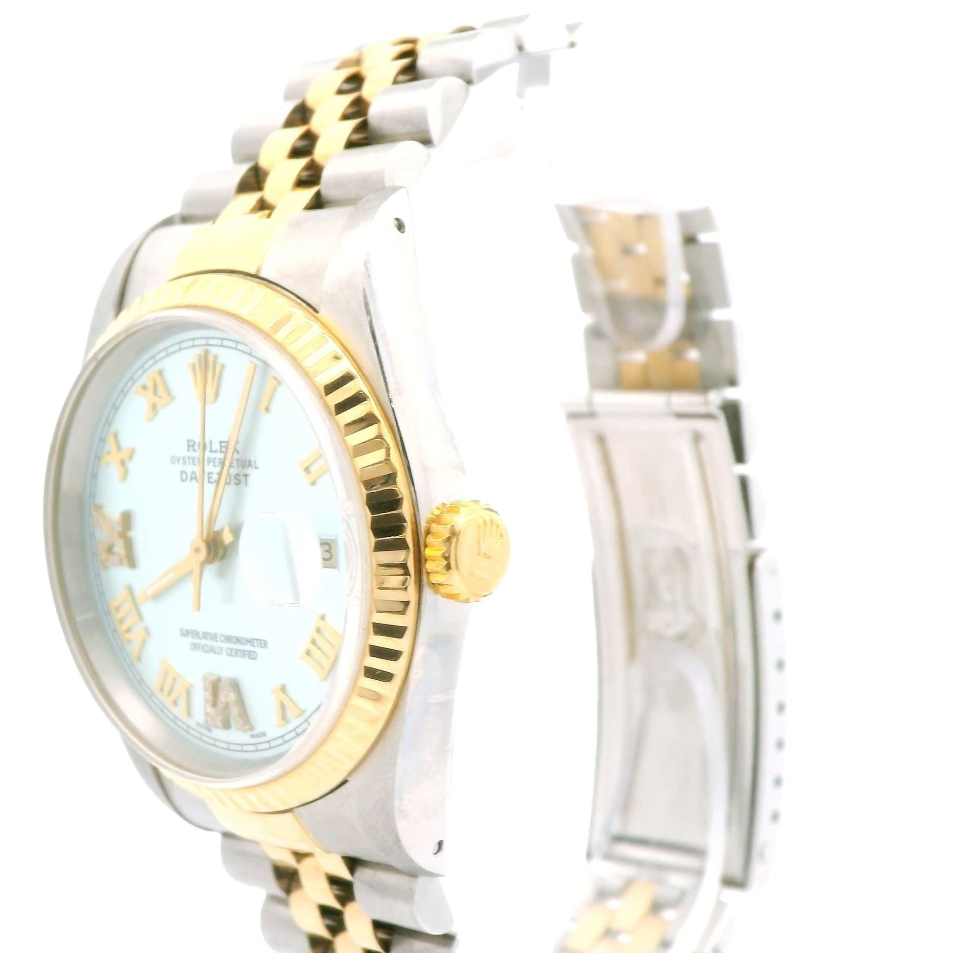 Two Tone Blue Roman Numeral Dial Rolex Datejust - Forever Rox