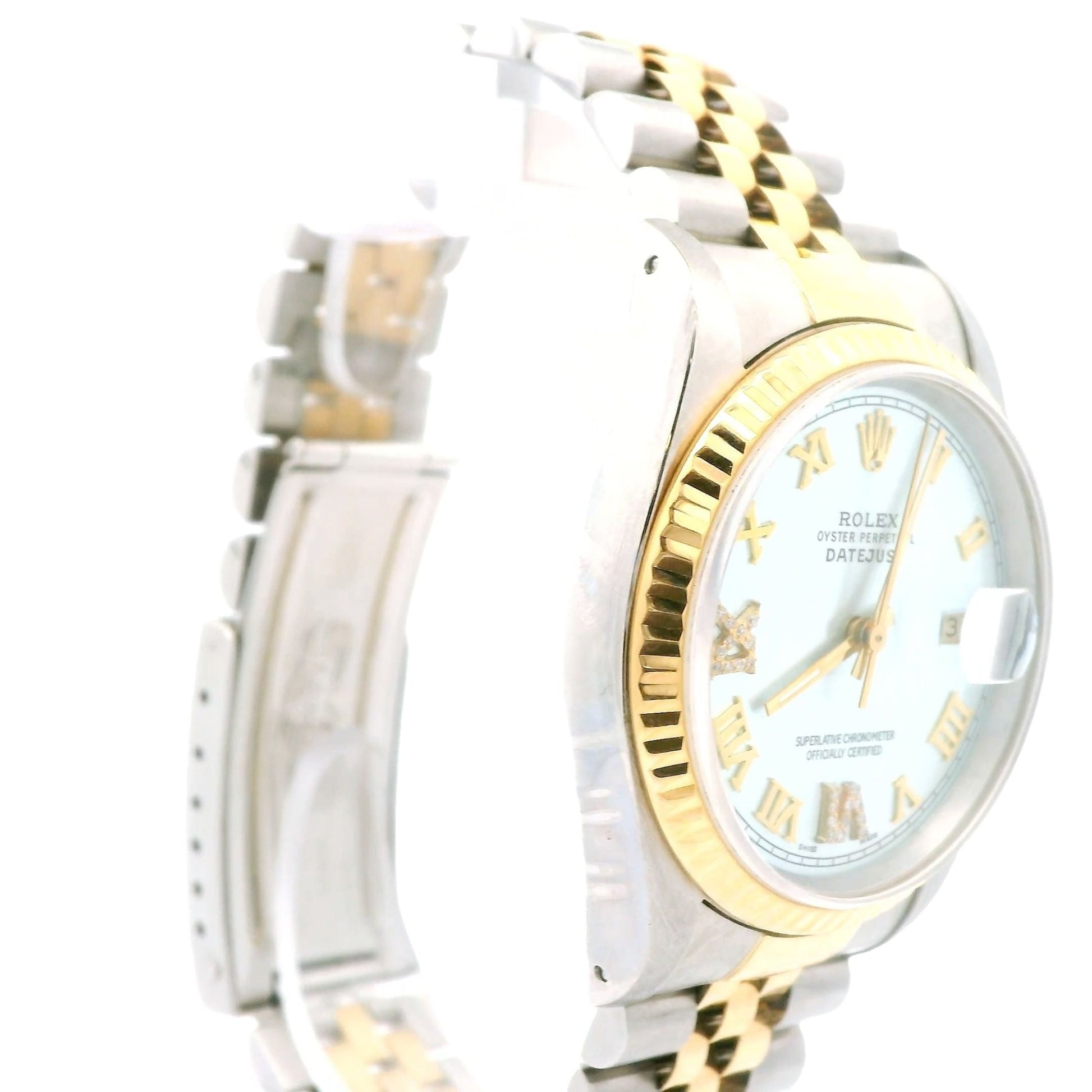 Two Tone Blue Roman Numeral Dial Rolex Datejust - Forever Rox