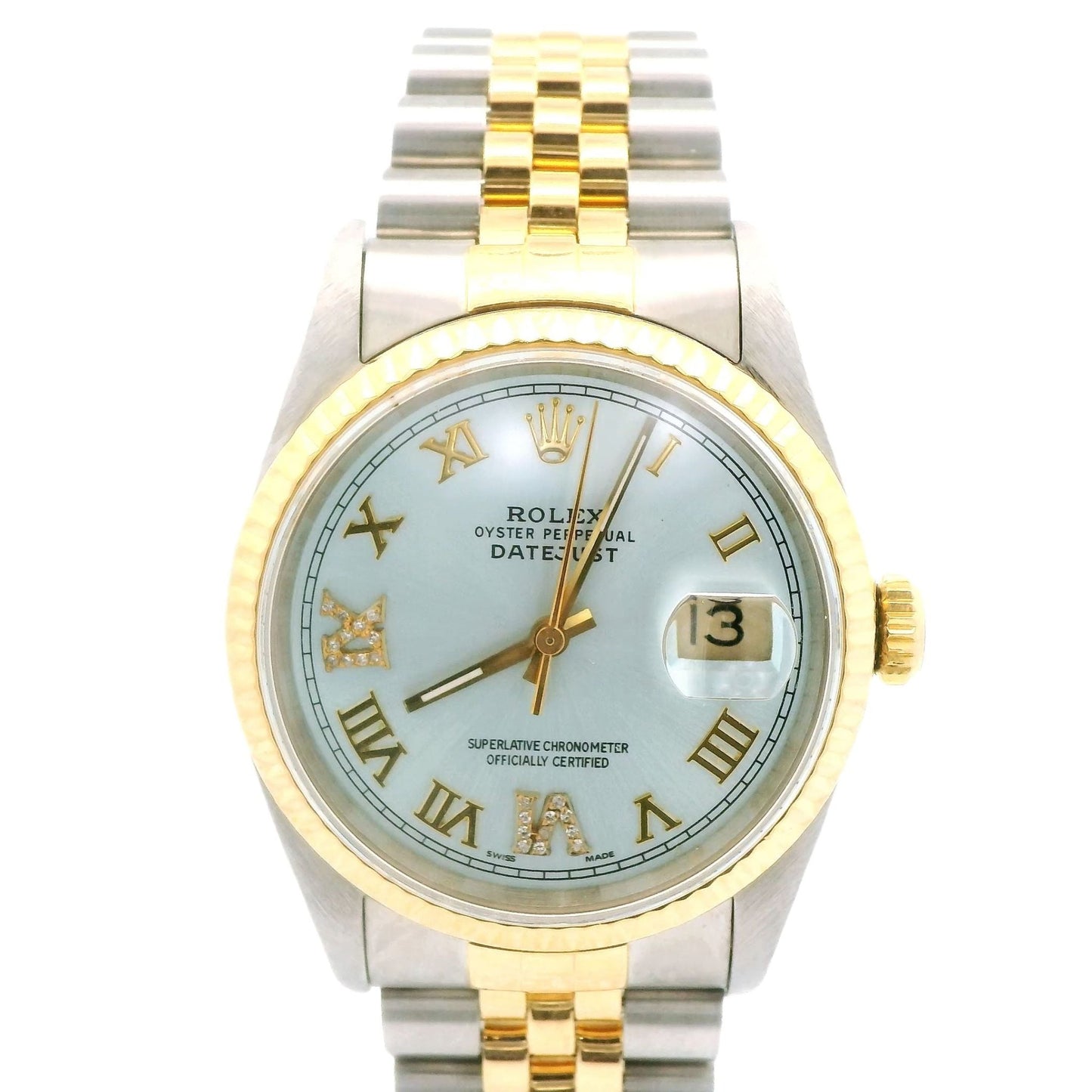 Two Tone Blue Roman Numeral Dial Rolex Datejust - Forever Rox