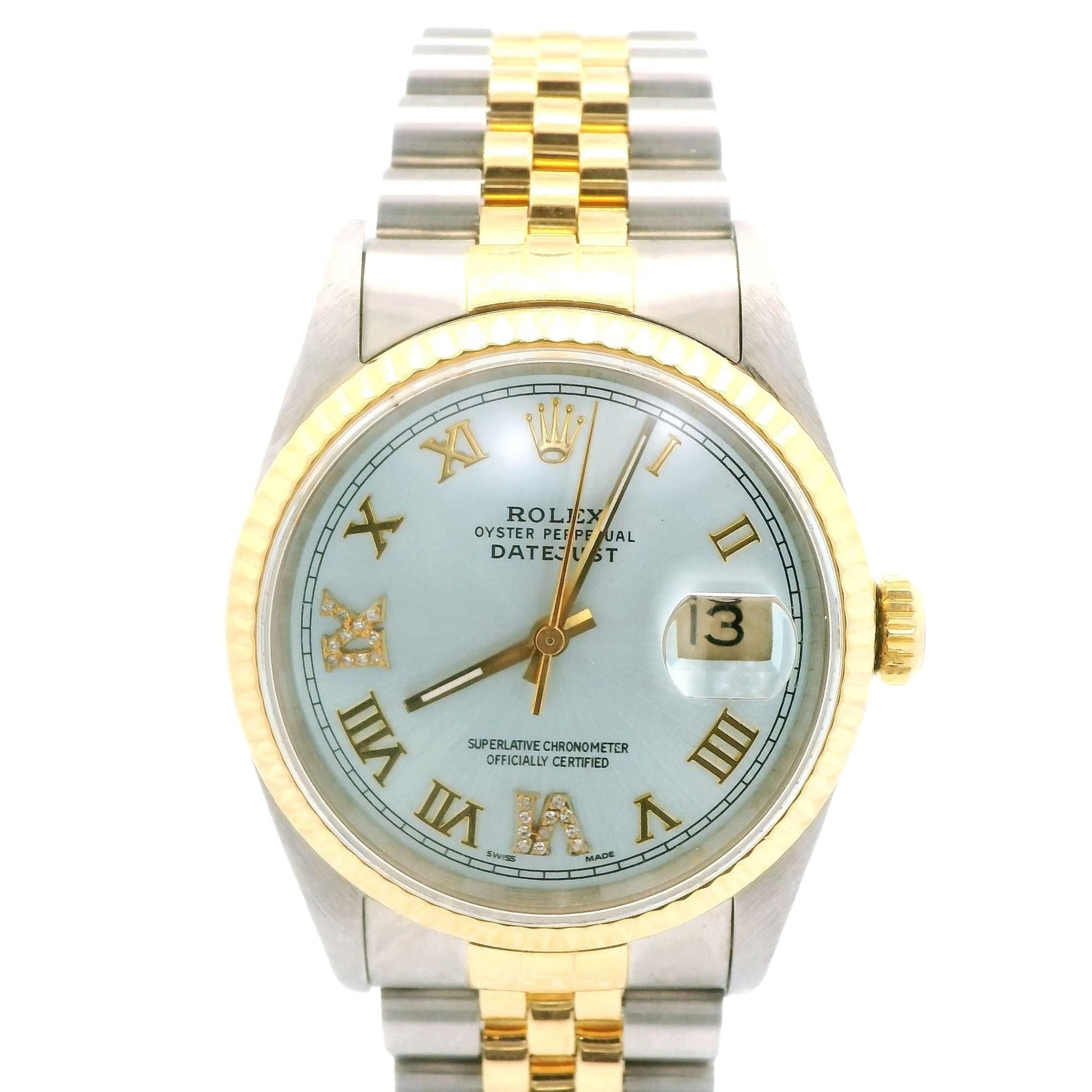 Two Tone Blue Roman Numeral Dial Rolex Datejust - Forever Rox