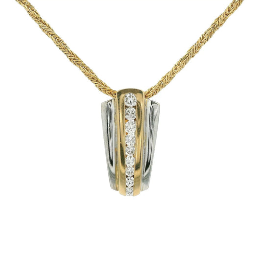 Two Tone Graduating Size Diamond Pendant with An Enhancer Bail - Forever Rox Fine Jewelry
