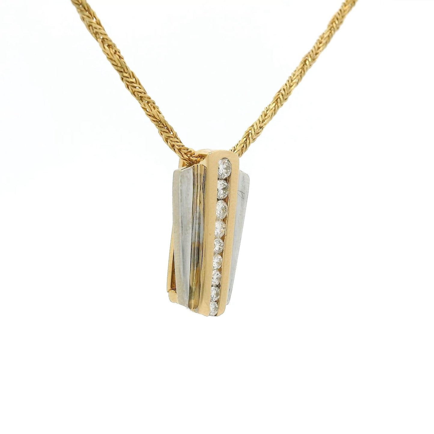 Two Tone Graduating Size Diamond Pendant with An Enhancer Bail - Forever Rox Fine Jewelry