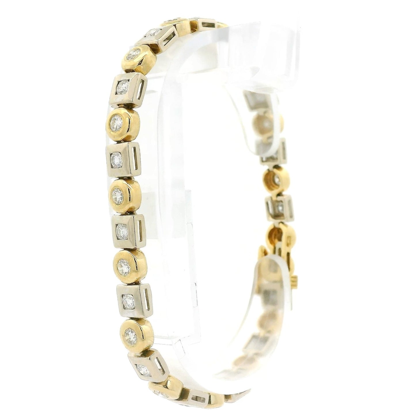 Two Tone Multi Shape Bezel Set Diamond Bracelet - Forever Rox