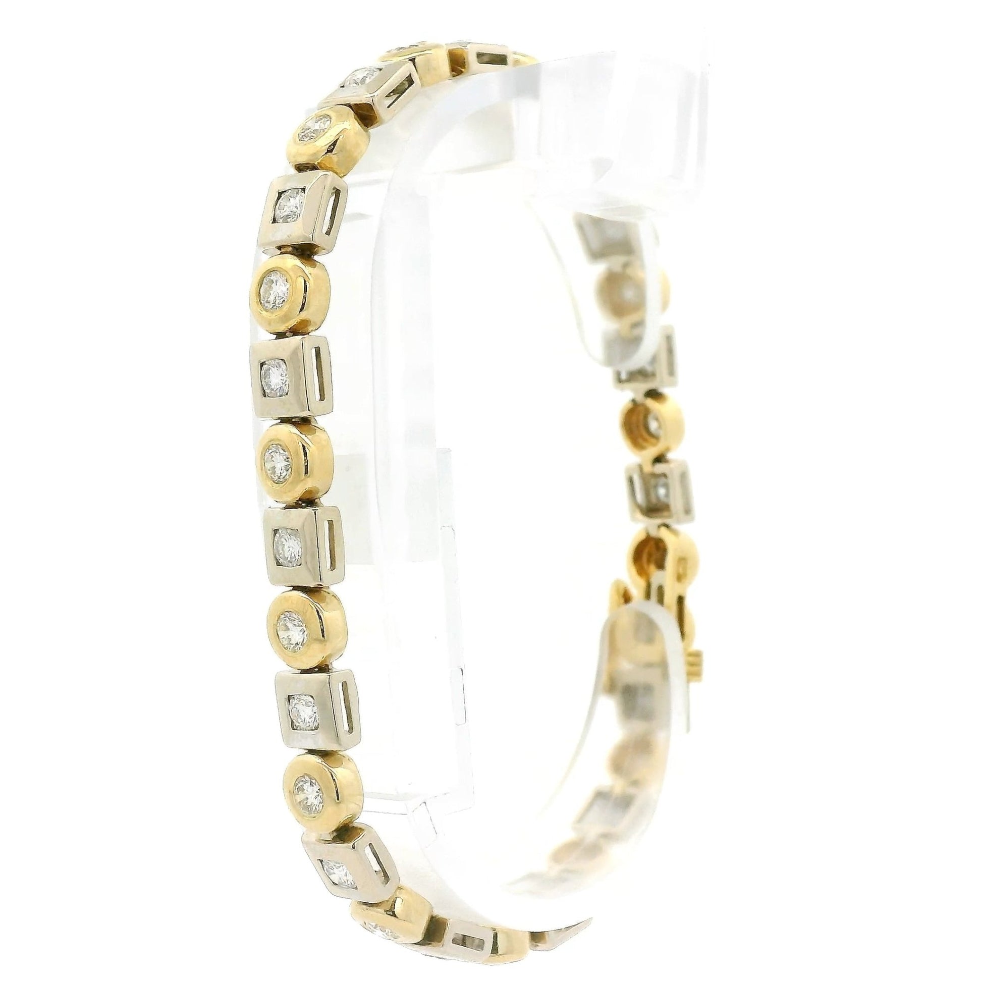 Two Tone Multi Shape Bezel Set Diamond Bracelet - Forever Rox