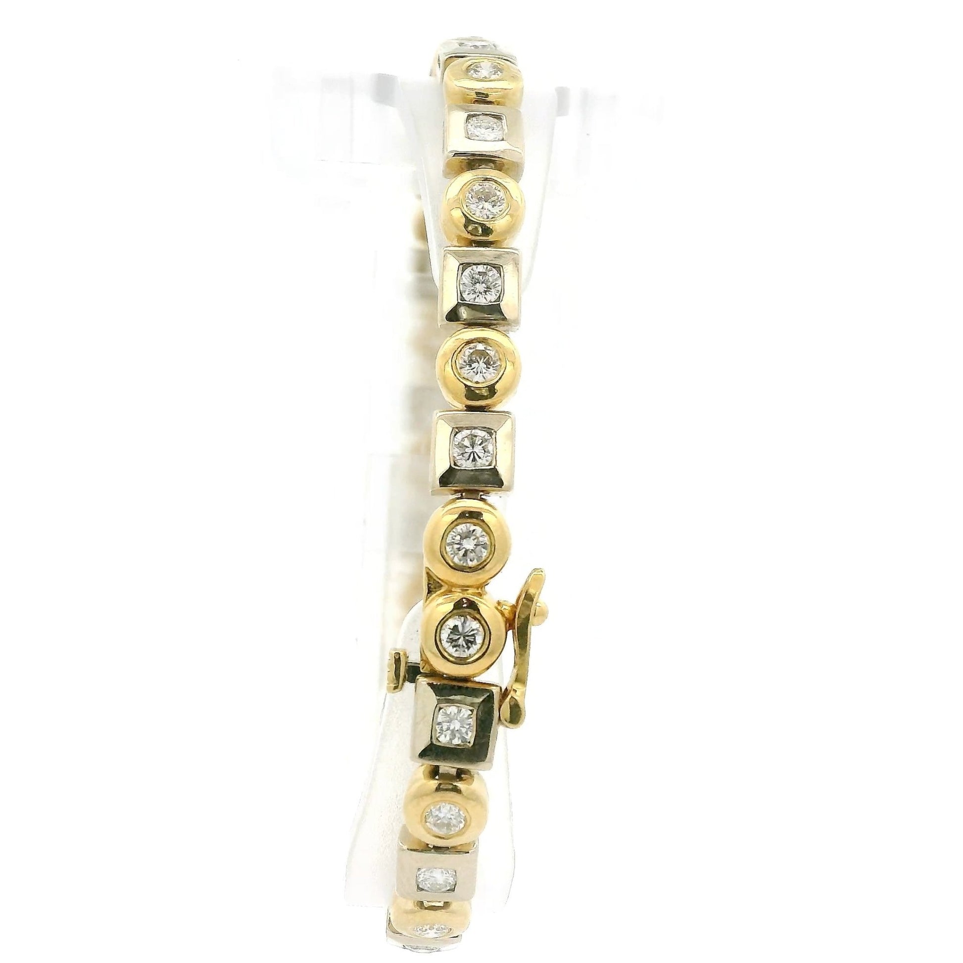 Two Tone Multi Shape Bezel Set Diamond Bracelet - Forever Rox