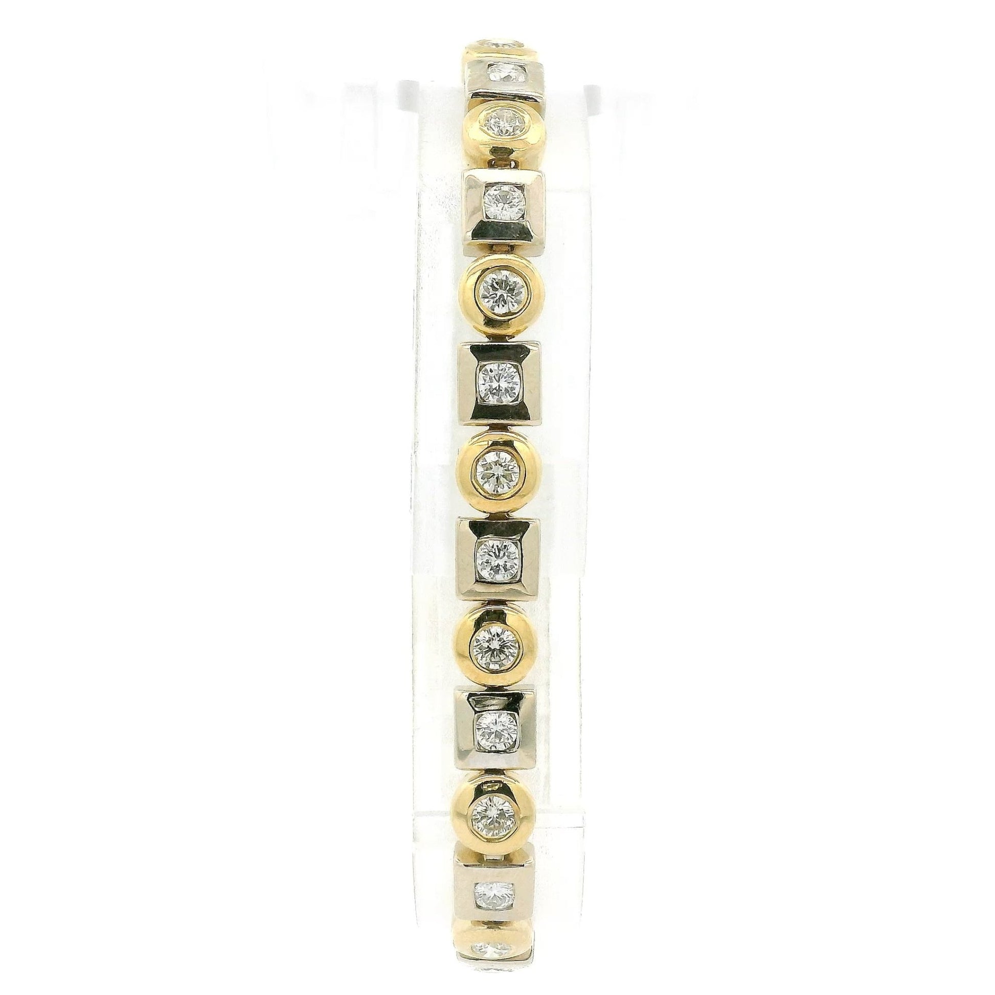 Two Tone Multi Shape Bezel Set Diamond Bracelet - Forever Rox