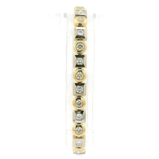 Two Tone Multi Shape Bezel Set Diamond Bracelet - Forever Rox