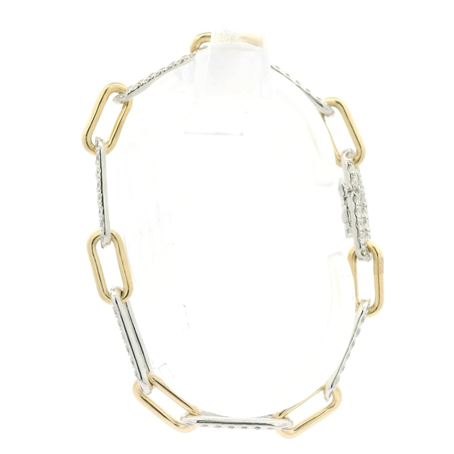 Two Tone Paper Clip Link Diamond Bracelet - Forever Rox Fine Jewelry
