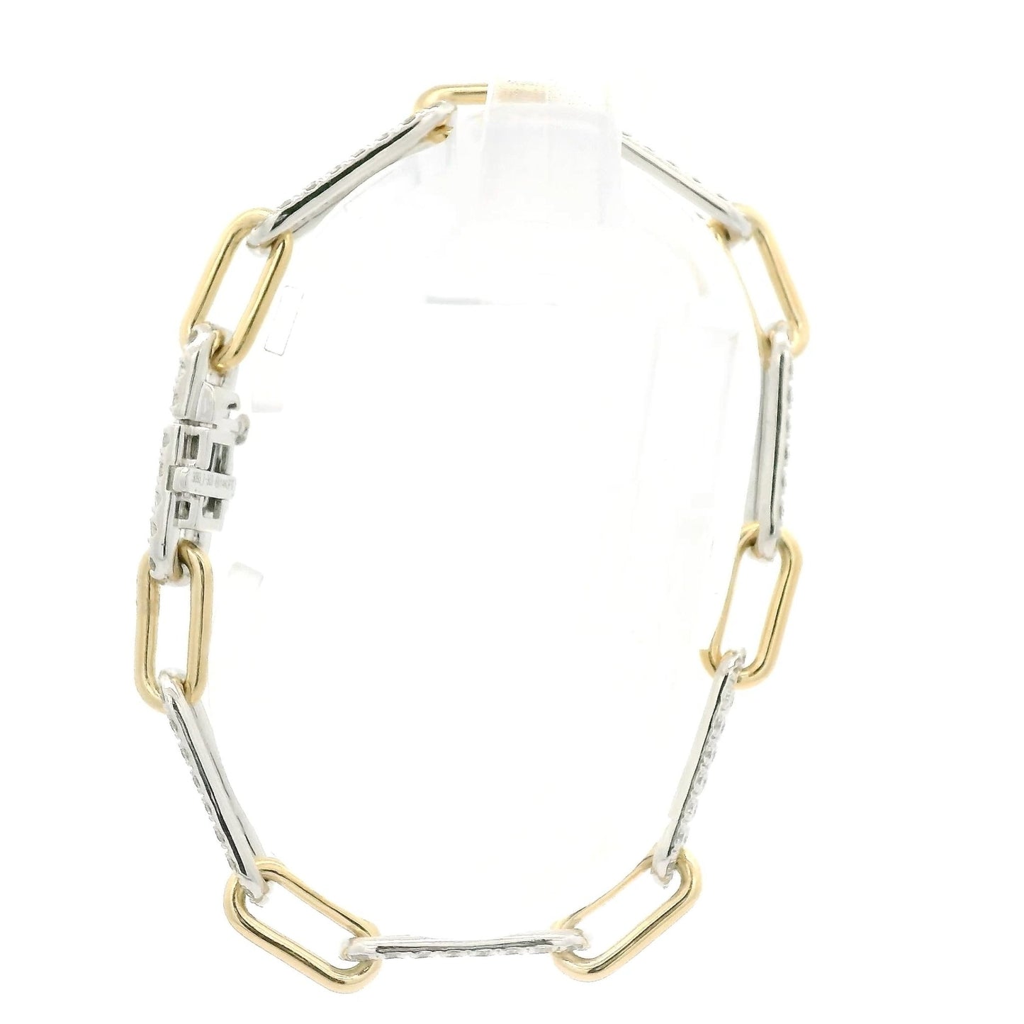 Two Tone Paper Clip Link Diamond Bracelet - Forever Rox Fine Jewelry