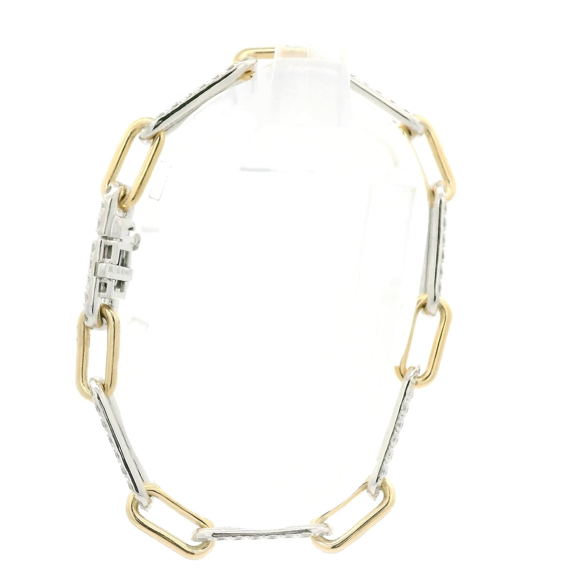 Two Tone Paper Clip Link Diamond Bracelet - Forever Rox Fine Jewelry