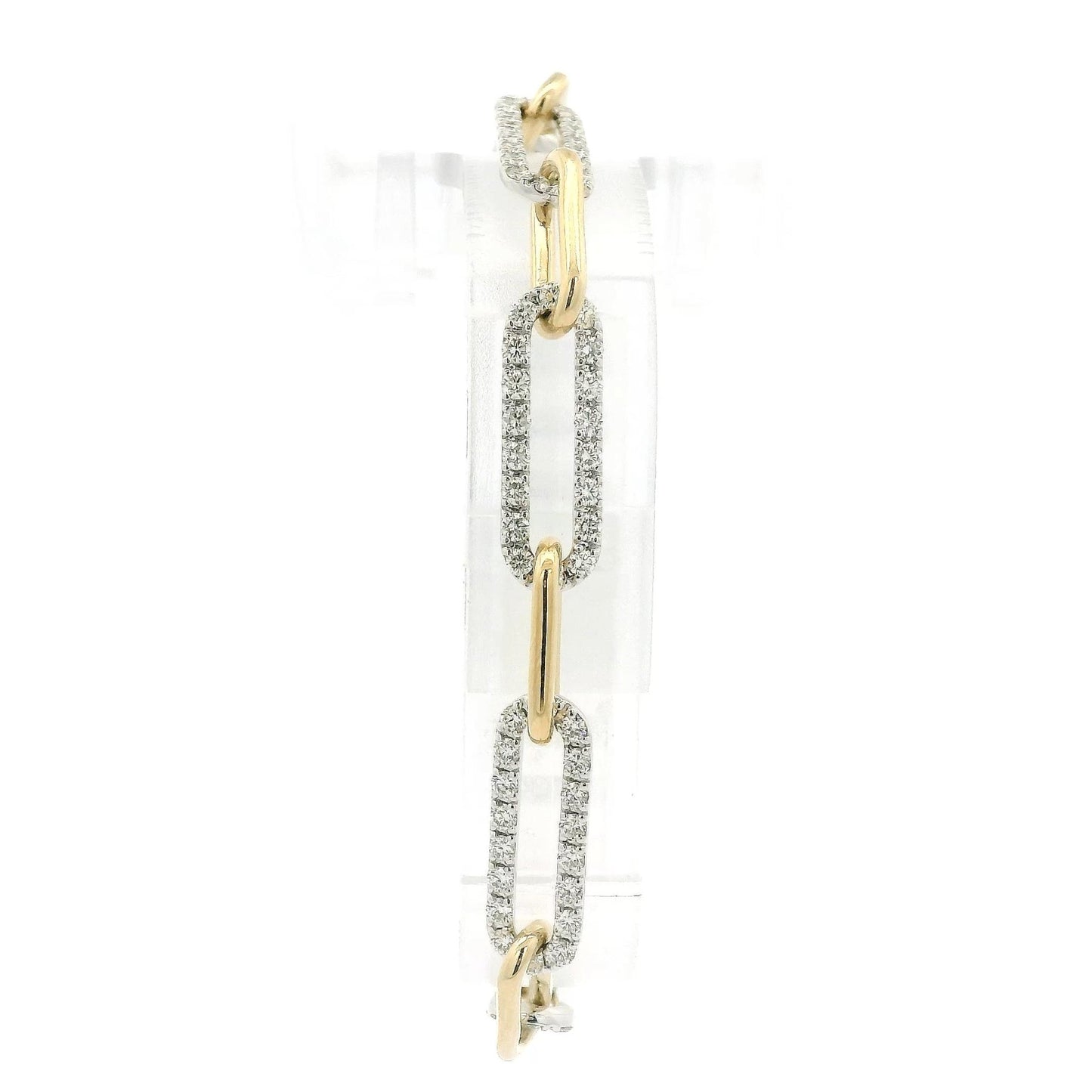 Two Tone Paper Clip Link Diamond Bracelet - Forever Rox Fine Jewelry