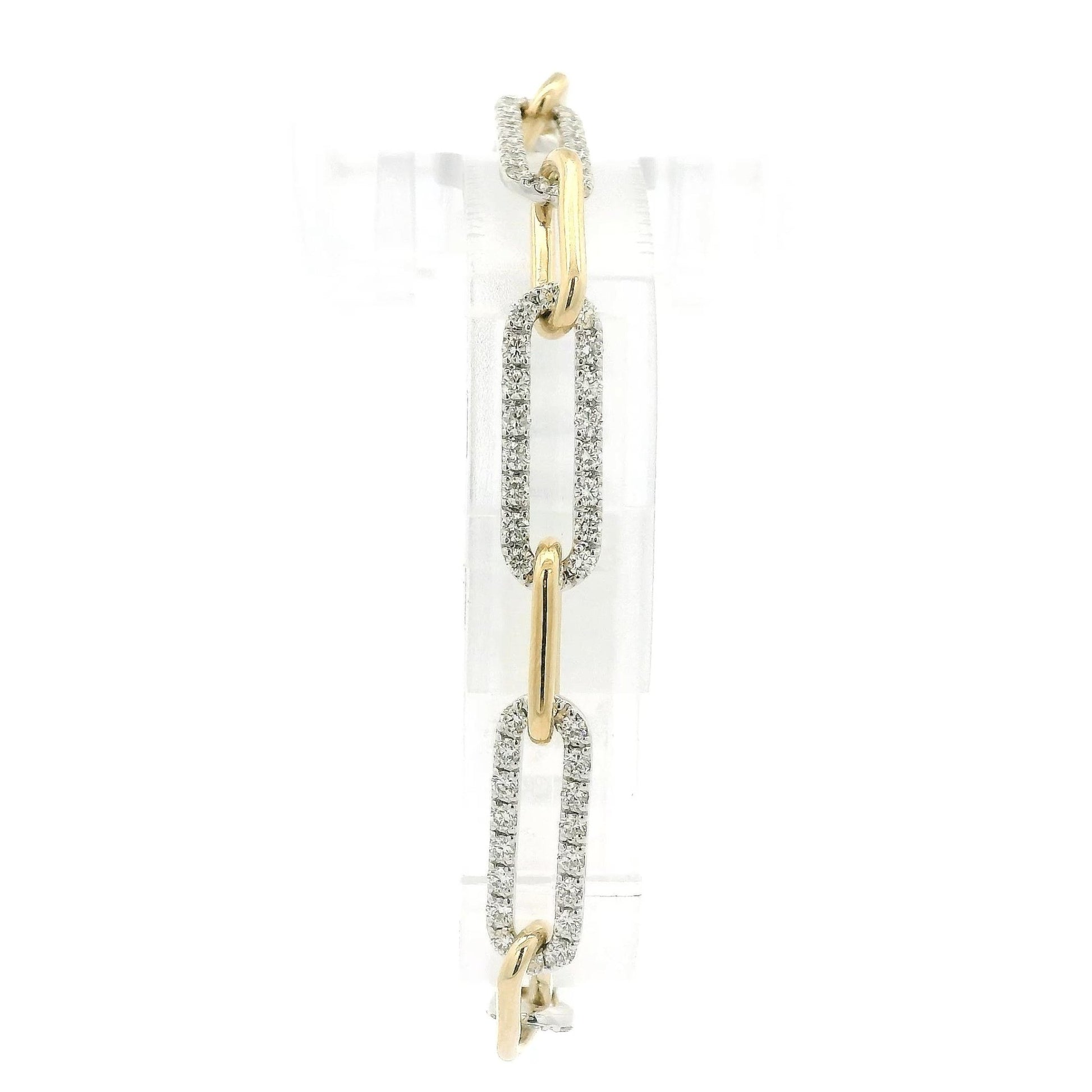 Two Tone Paper Clip Link Diamond Bracelet - Forever Rox Fine Jewelry