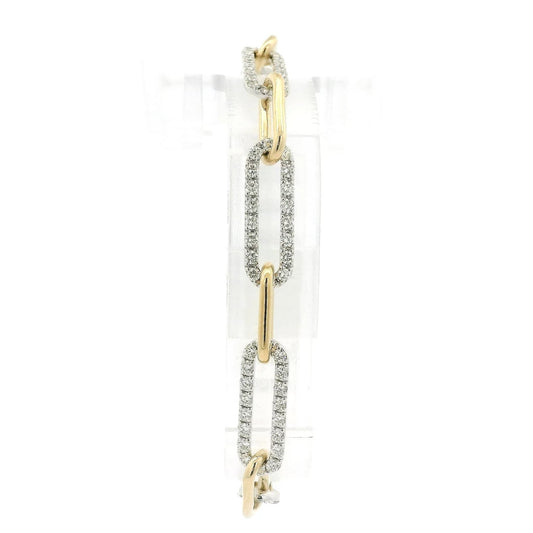 Two Tone Paper Clip Link Diamond Bracelet - Forever Rox Fine Jewelry