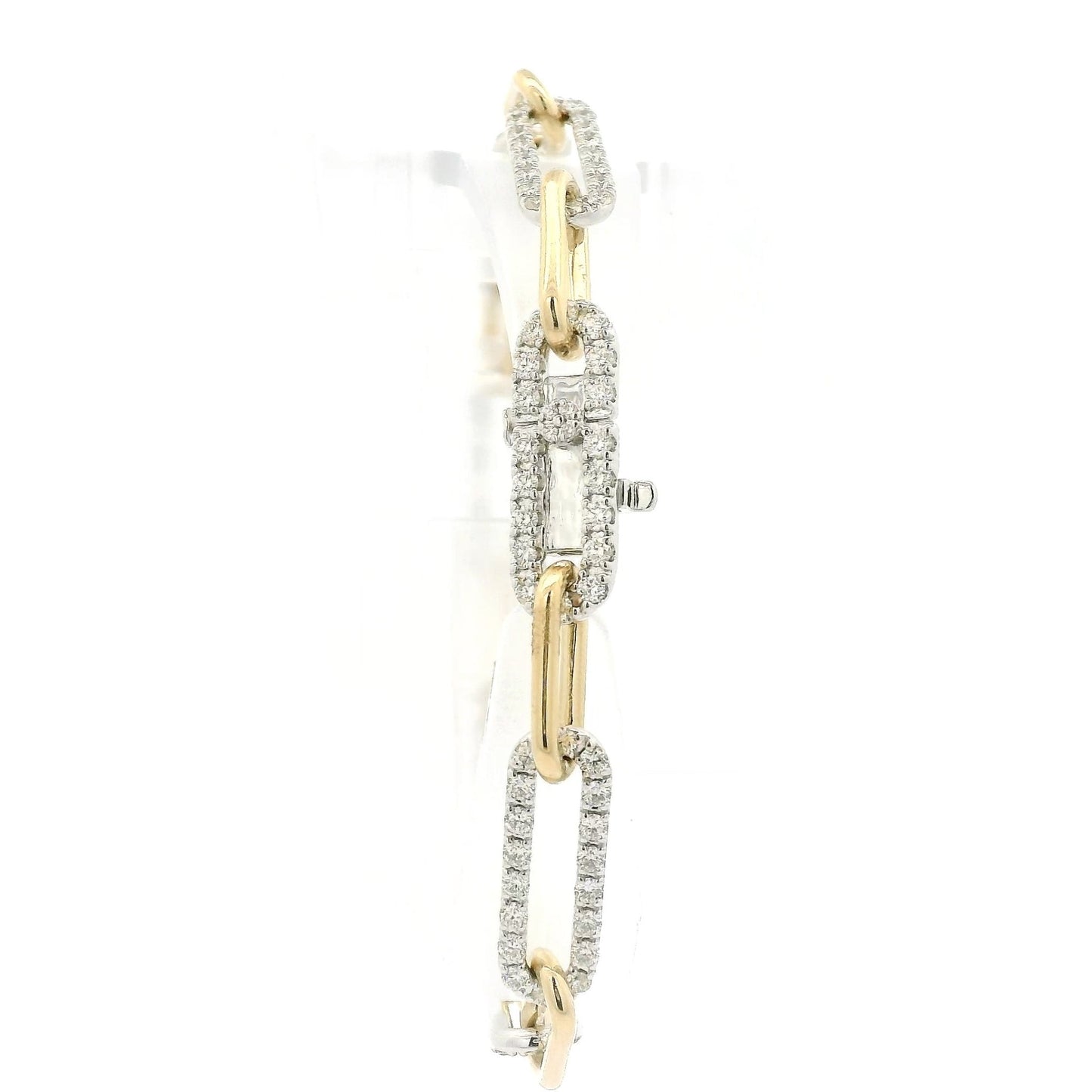 Two Tone Paper Clip Link Diamond Bracelet - Forever Rox Fine Jewelry