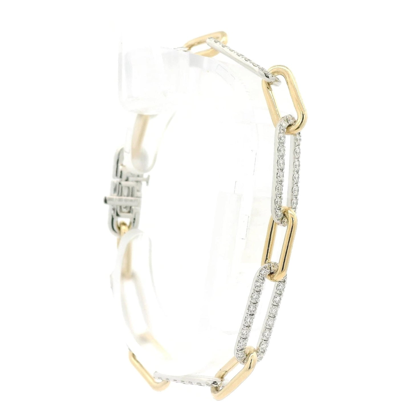Two Tone Paper Clip Link Diamond Bracelet - Forever Rox Fine Jewelry