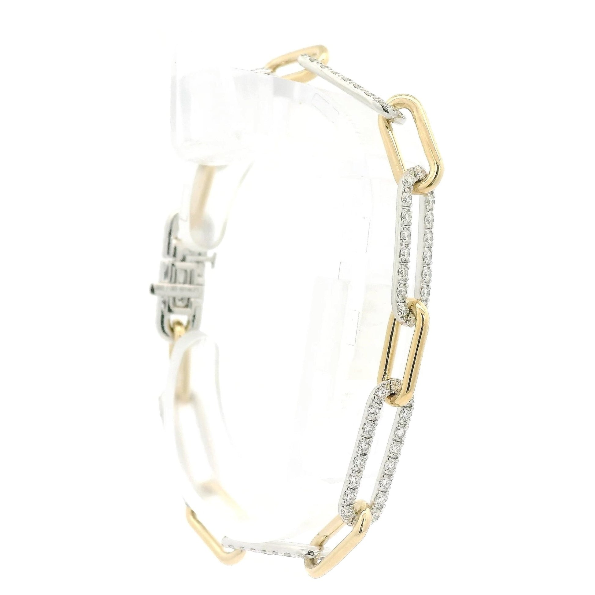 Two Tone Paper Clip Link Diamond Bracelet - Forever Rox Fine Jewelry