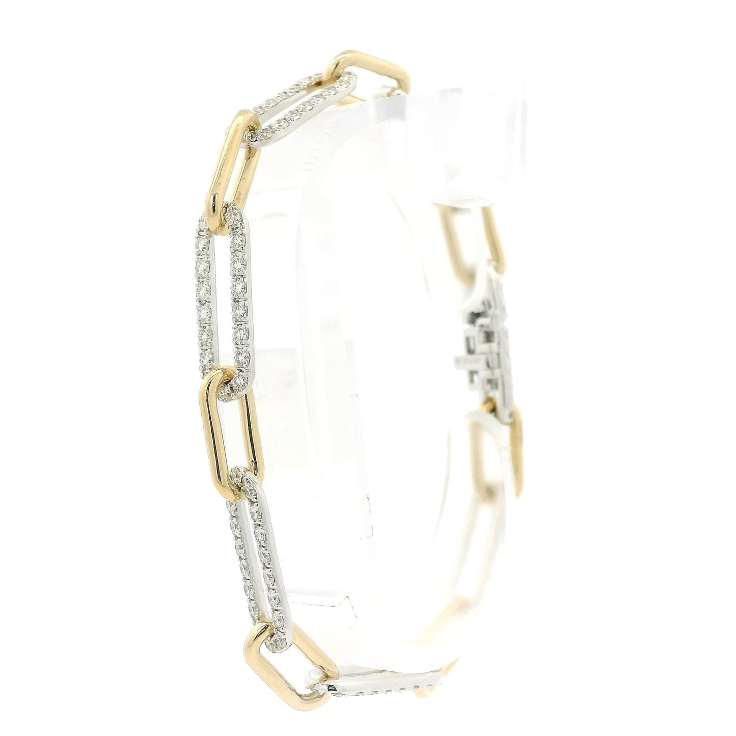 Two Tone Paper Clip Link Diamond Bracelet - Forever Rox Fine Jewelry