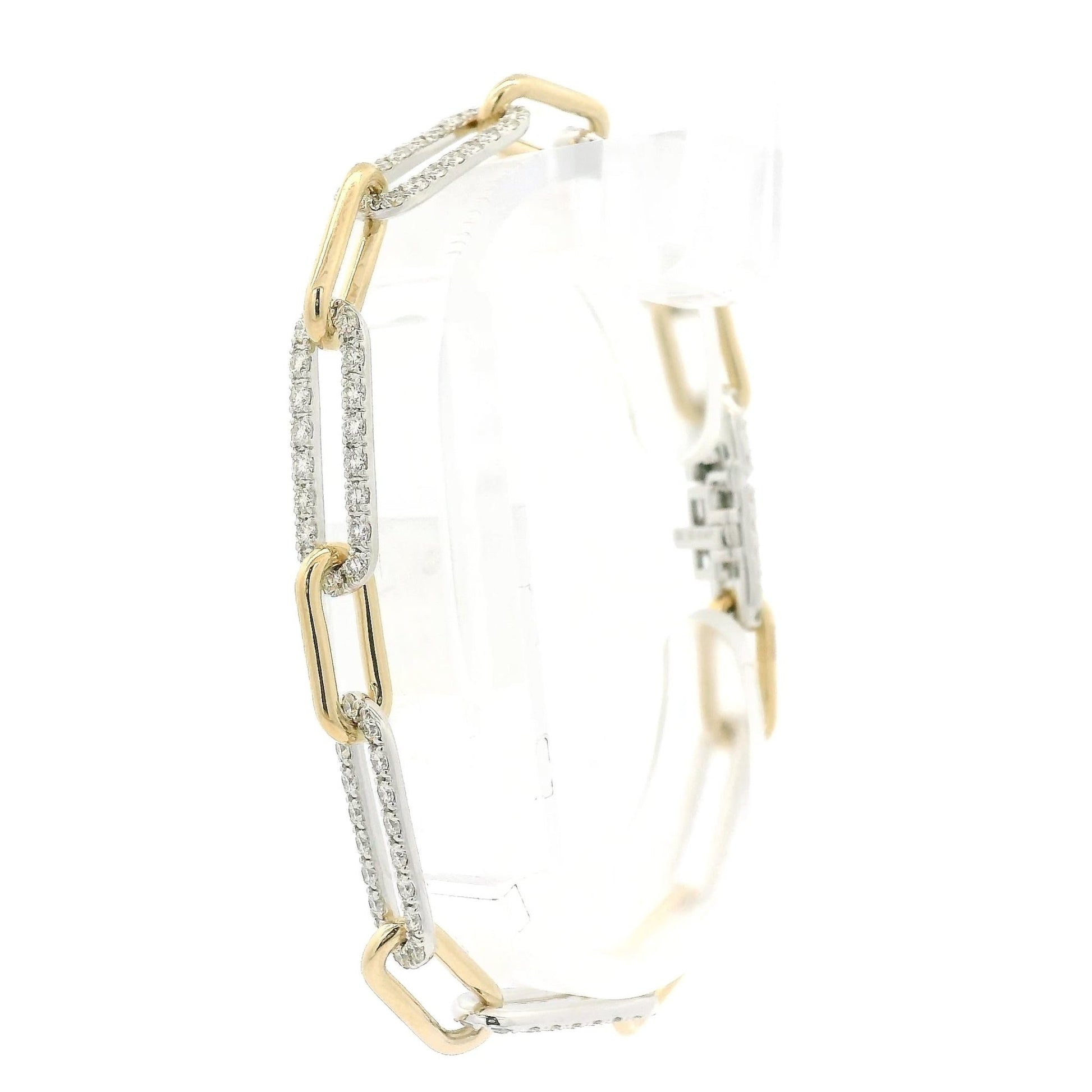 Two Tone Paper Clip Link Diamond Bracelet - Forever Rox Fine Jewelry