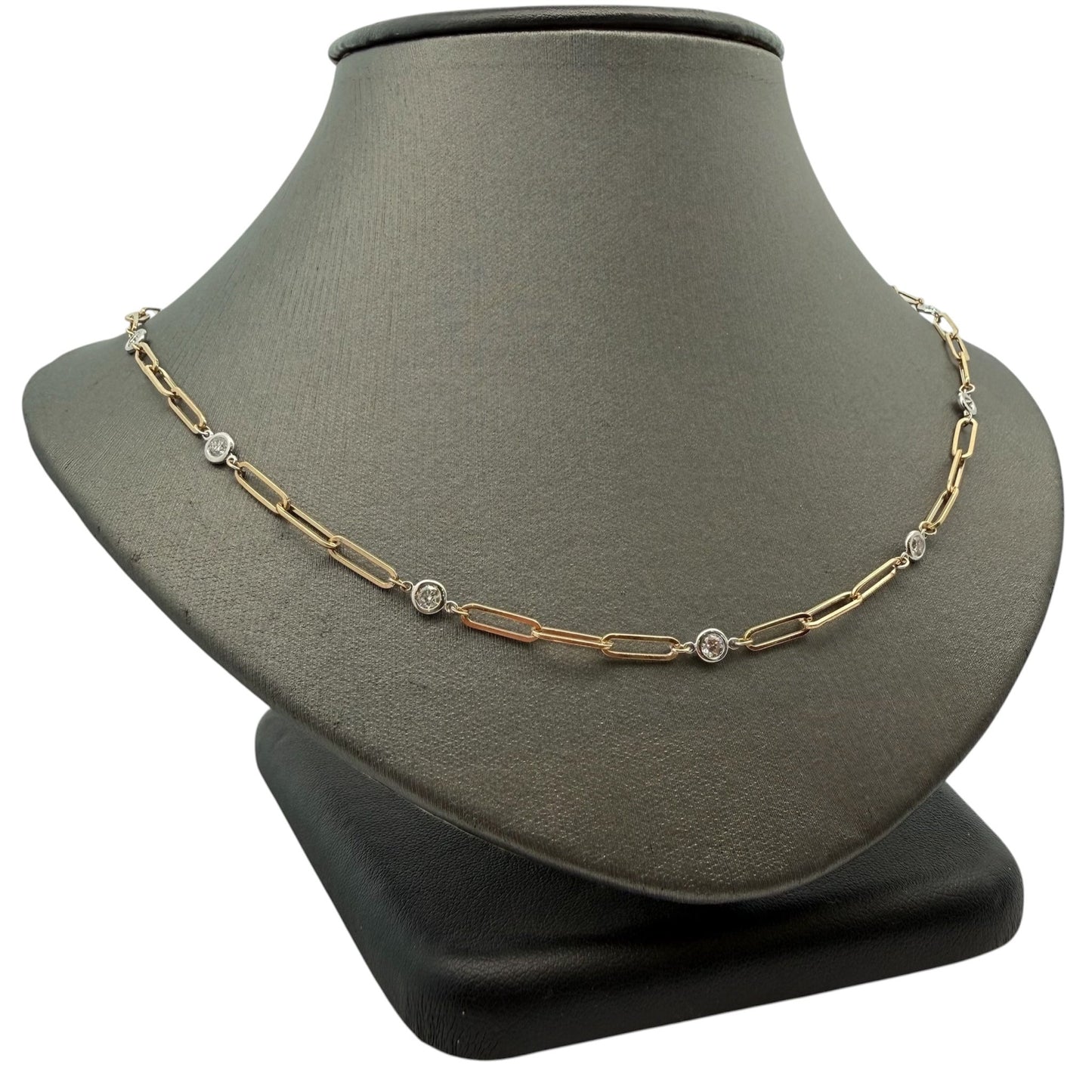 Two Tone Paperclip Diamonds By The Yard Necklace - Forever Rox Fine Jewelry