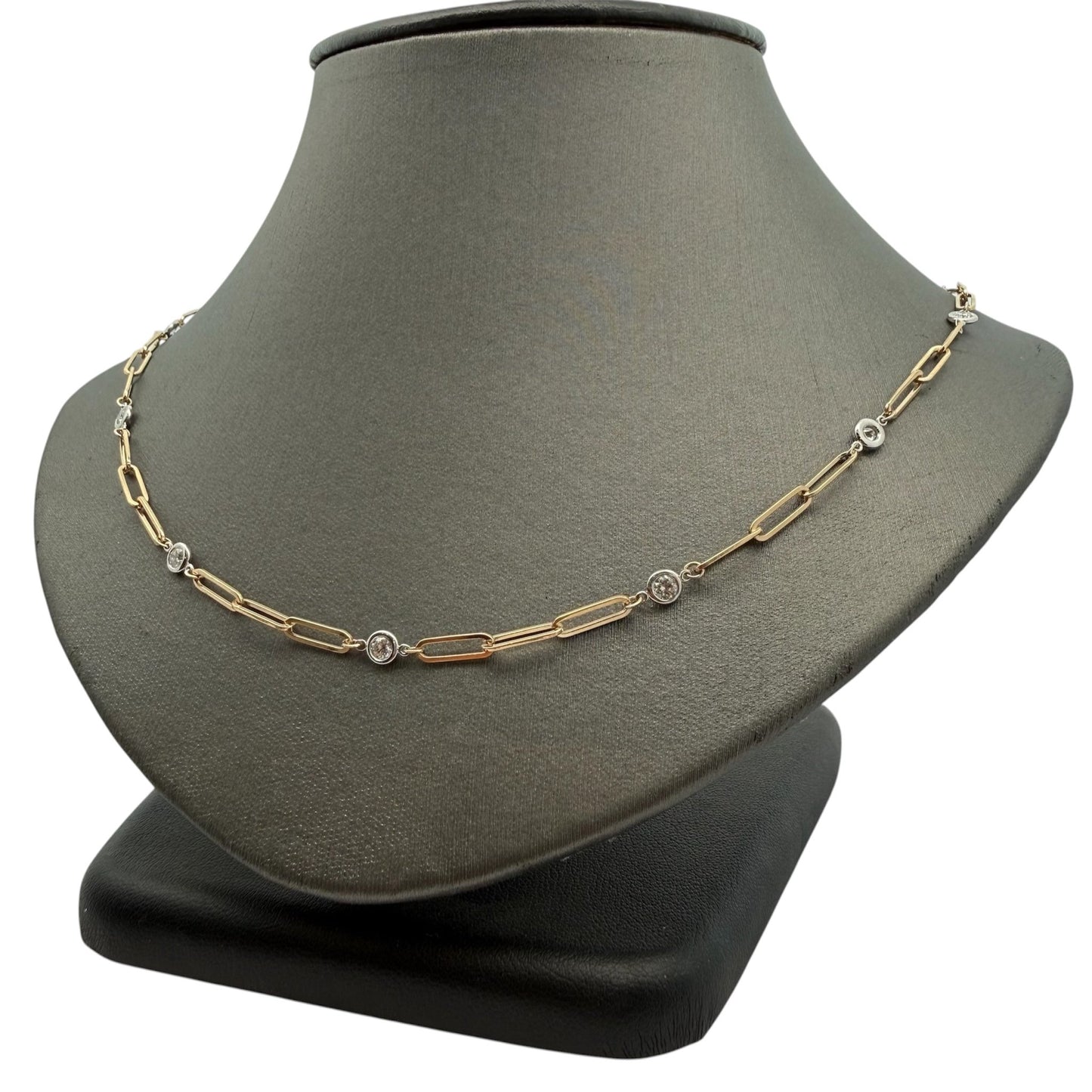 Two Tone Paperclip Diamonds By The Yard Necklace - Forever Rox Fine Jewelry