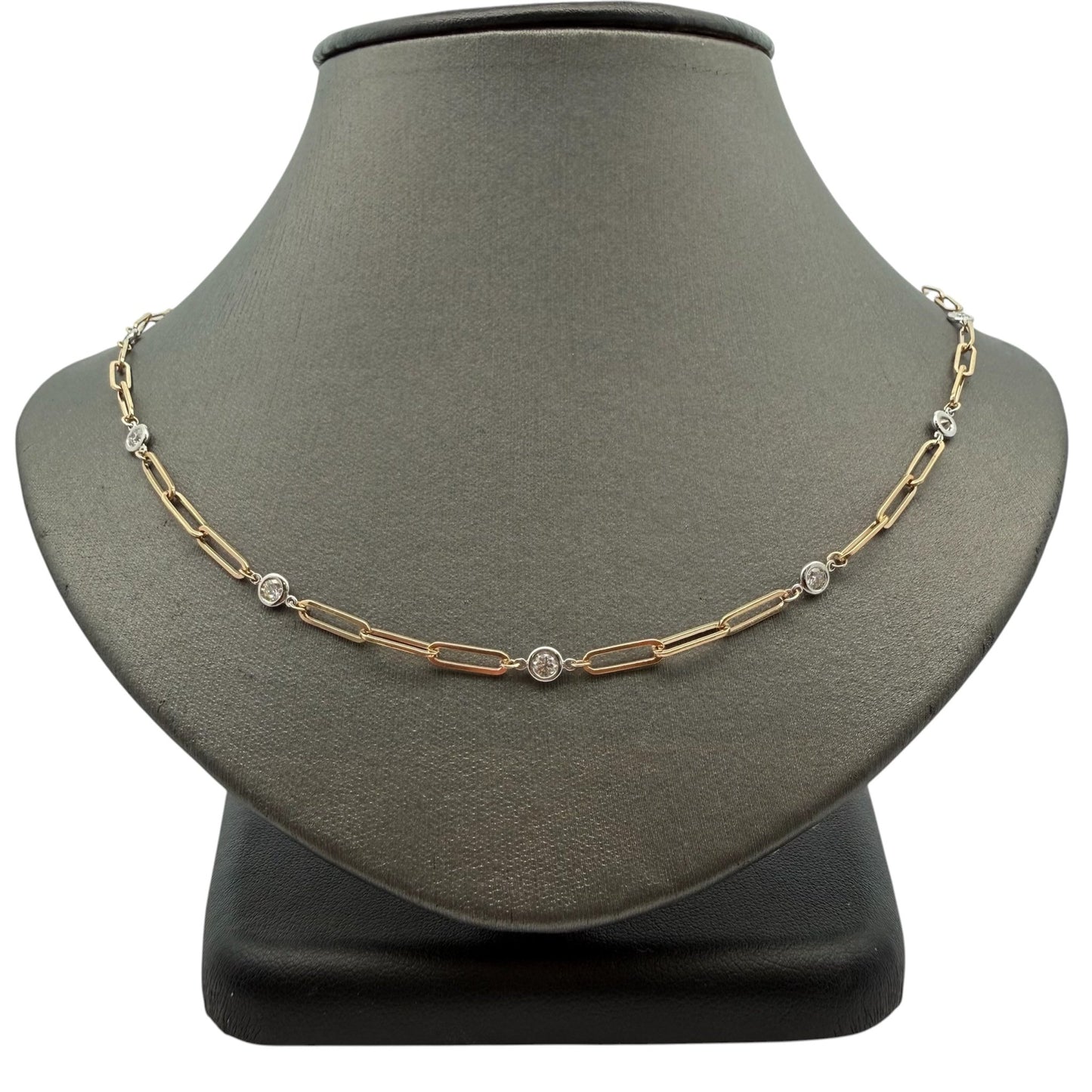 Two Tone Paperclip Diamonds By The Yard Necklace - Forever Rox Fine Jewelry