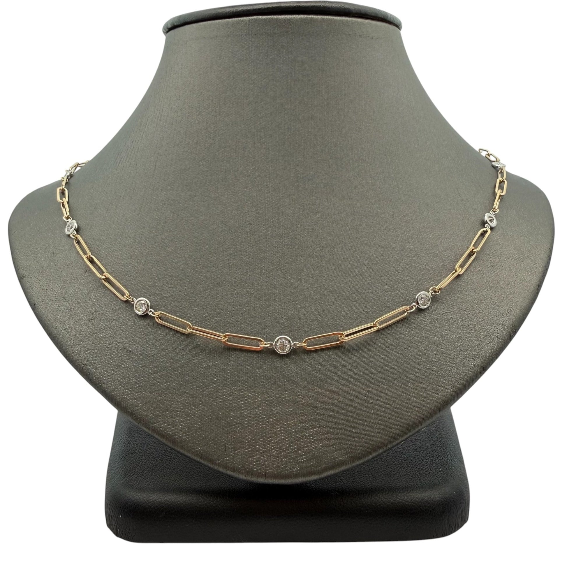 Two Tone Paperclip Diamonds By The Yard Necklace - Forever Rox Fine Jewelry