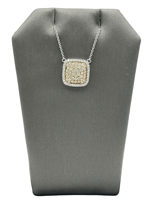 Two Tone Pavé Set Yellow & White Diamond Pendant - Forever Rox
