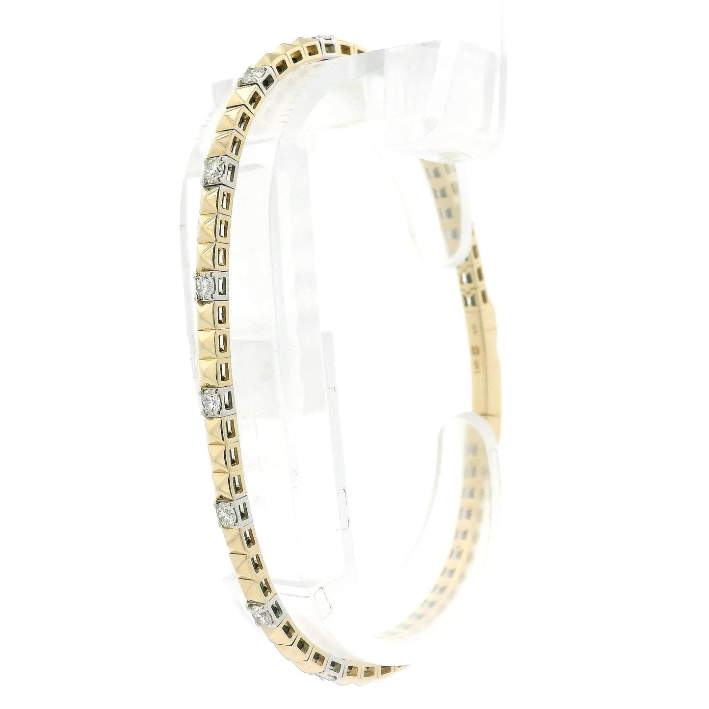 Two Tone Spikes & Diamonds Flex Bangle - Forever Rox Fine Jewelry