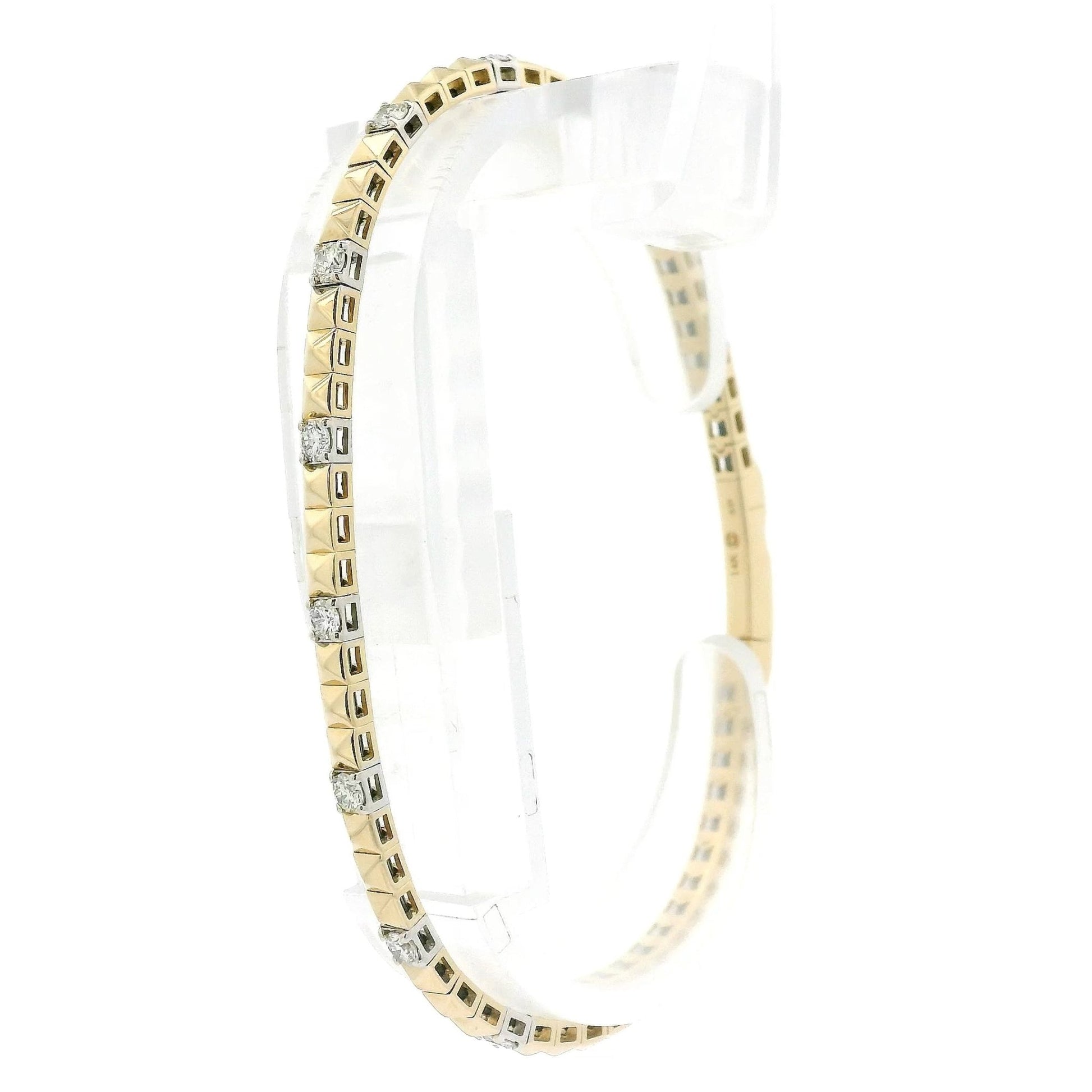Two Tone Spikes & Diamonds Flex Bangle - Forever Rox Fine Jewelry