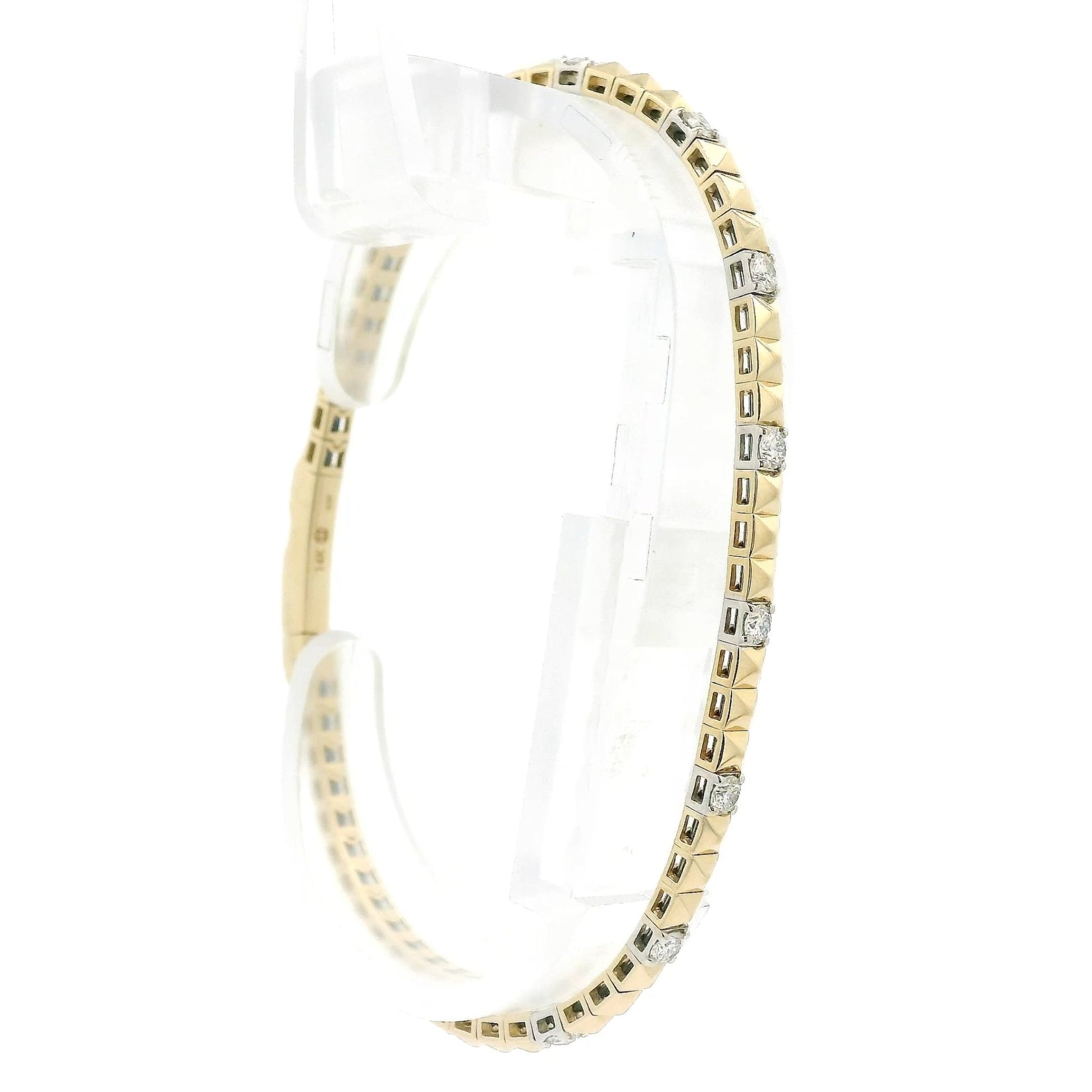 Two Tone Spikes & Diamonds Flex Bangle - Forever Rox Fine Jewelry