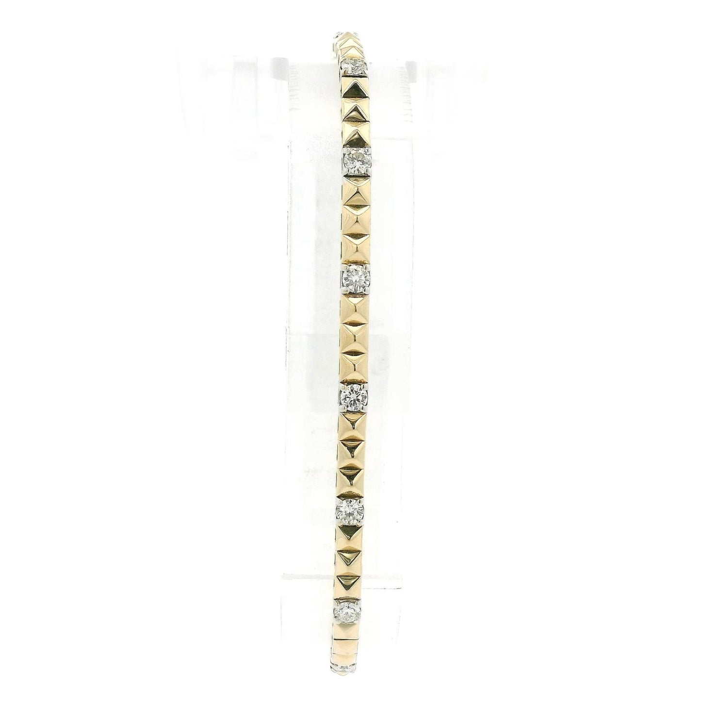 Two Tone Spikes & Diamonds Flex Bangle - Forever Rox Fine Jewelry
