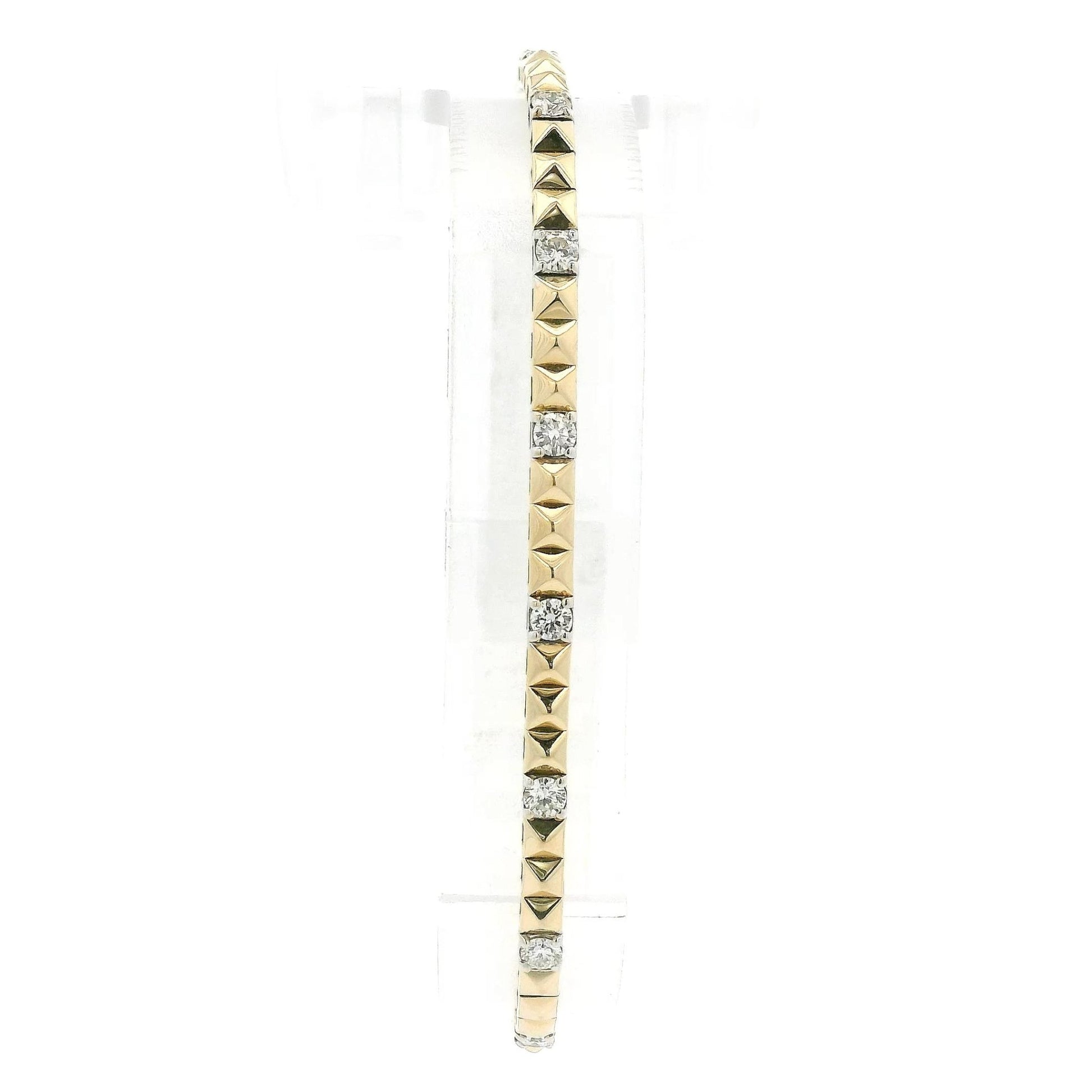 Two Tone Spikes & Diamonds Flex Bangle - Forever Rox Fine Jewelry